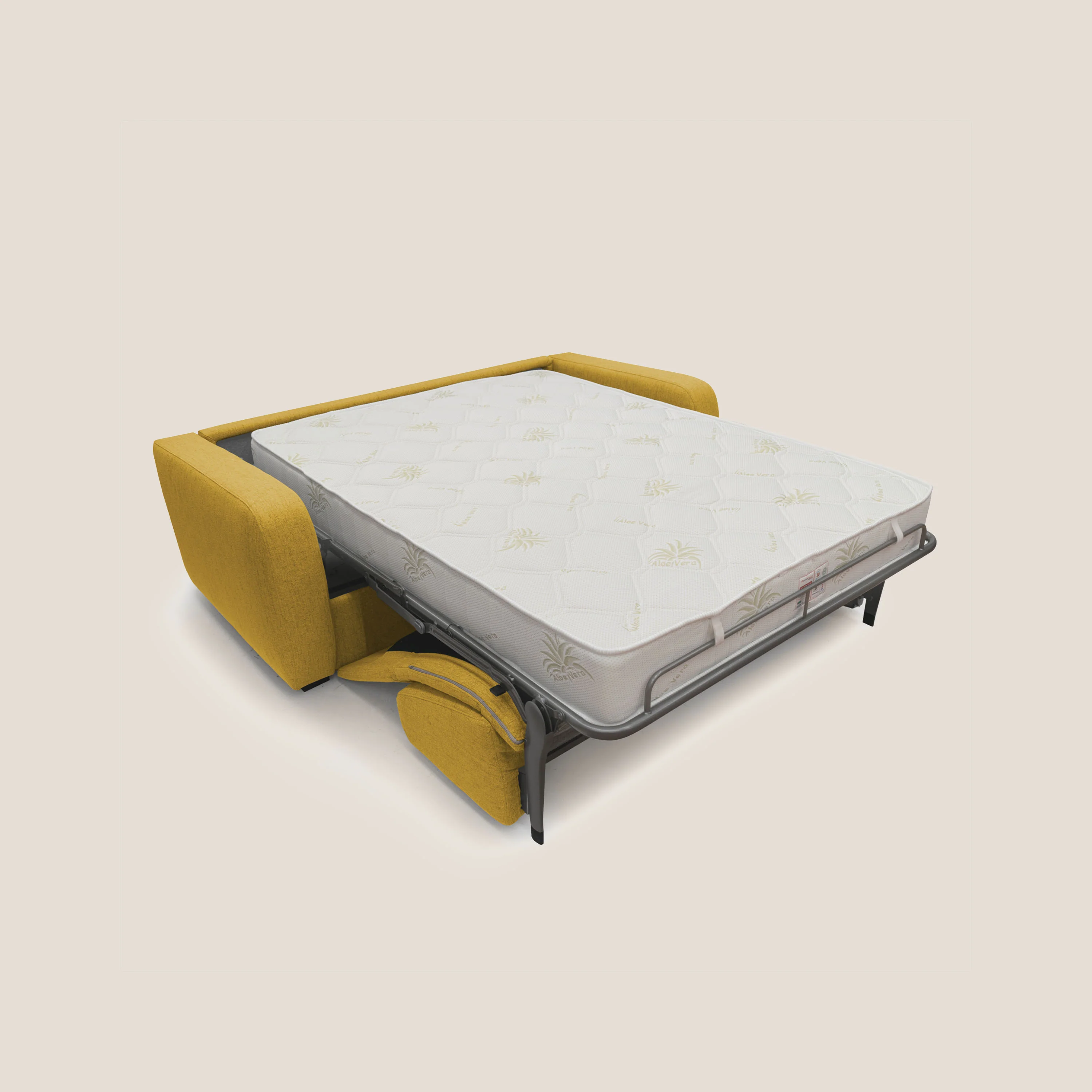 Duna Canapé lit convertible matelas 20cm en tissu doux flammé imperméable T03 jaune - Image 2