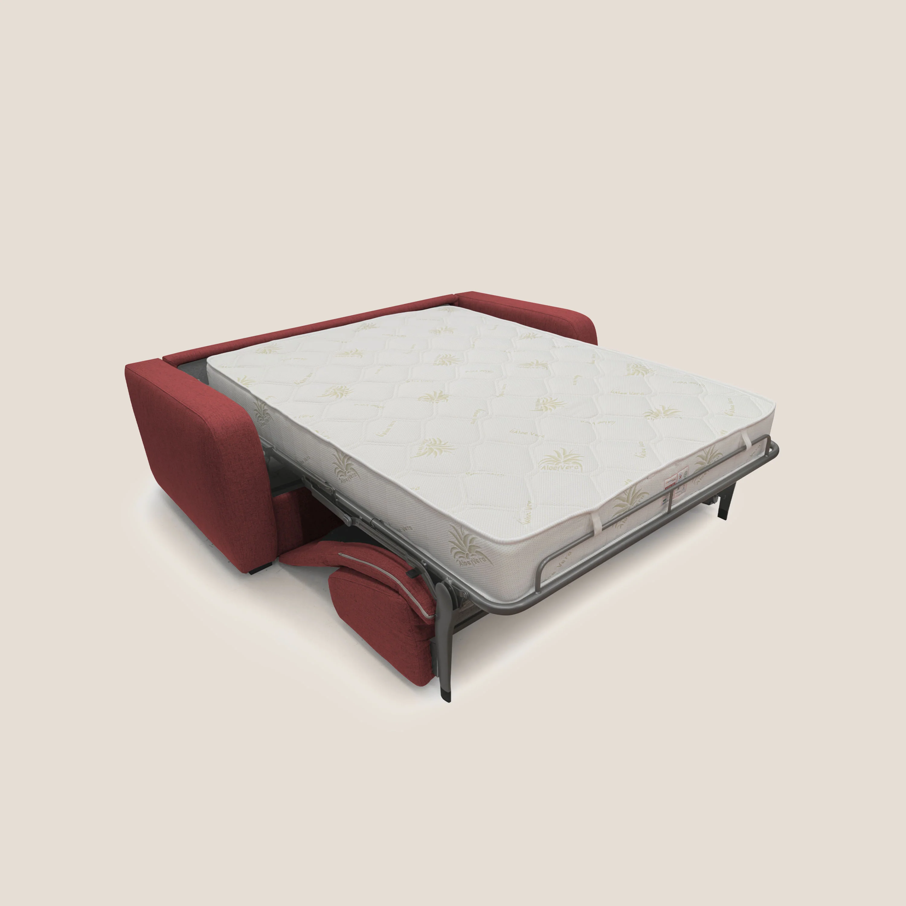Duna Canapé lit convertible matelas 20cm en tissu doux flammé imperméable T03 rouge - Image 2