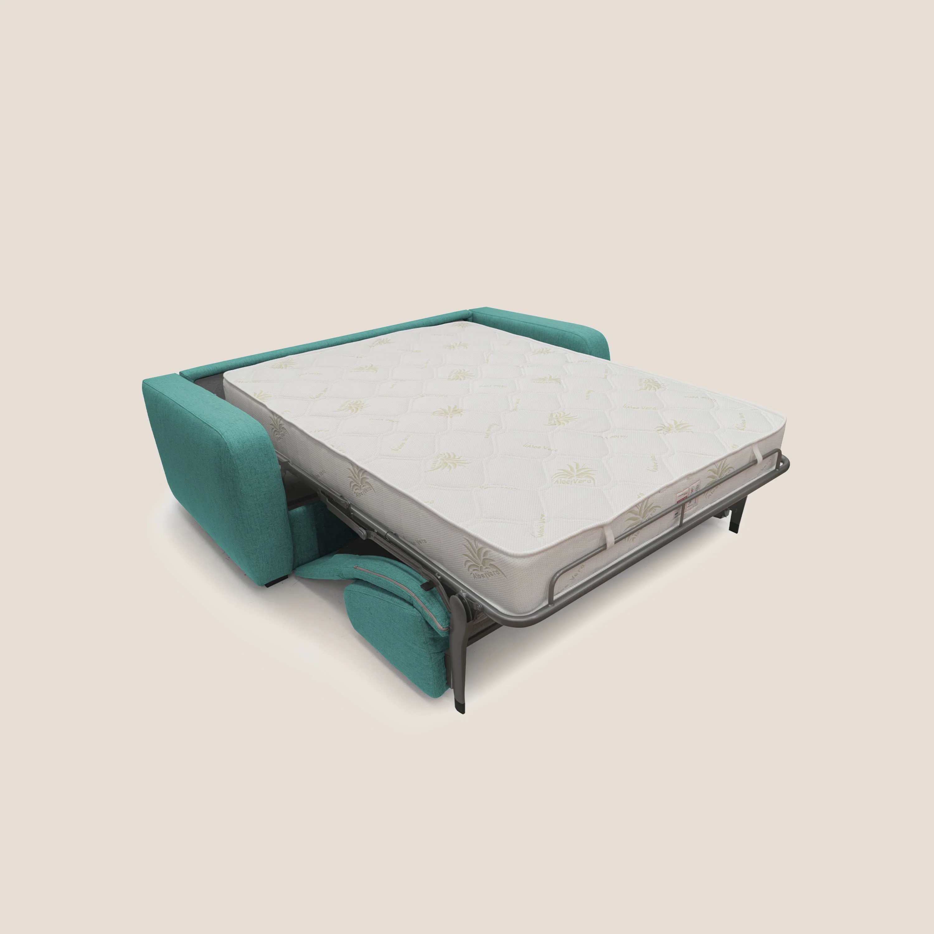 Duna Canapé lit convertible matelas 20cm en tissu doux flammé imperméable T03 vert d'eau - Image 2