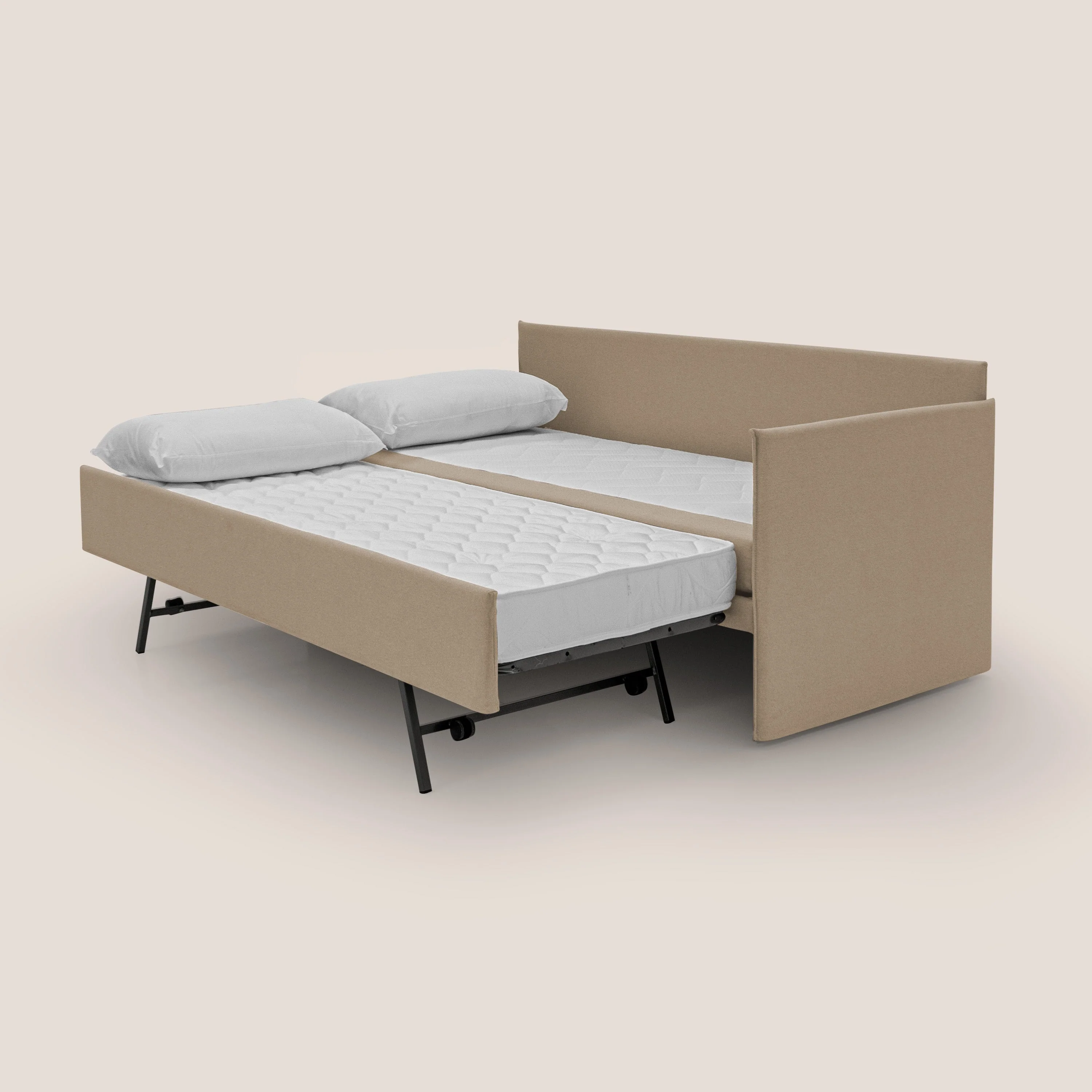 Durini Canapé duplex avec lits jumeaux et tissu effet coton imperméable T13 beige - Image 2