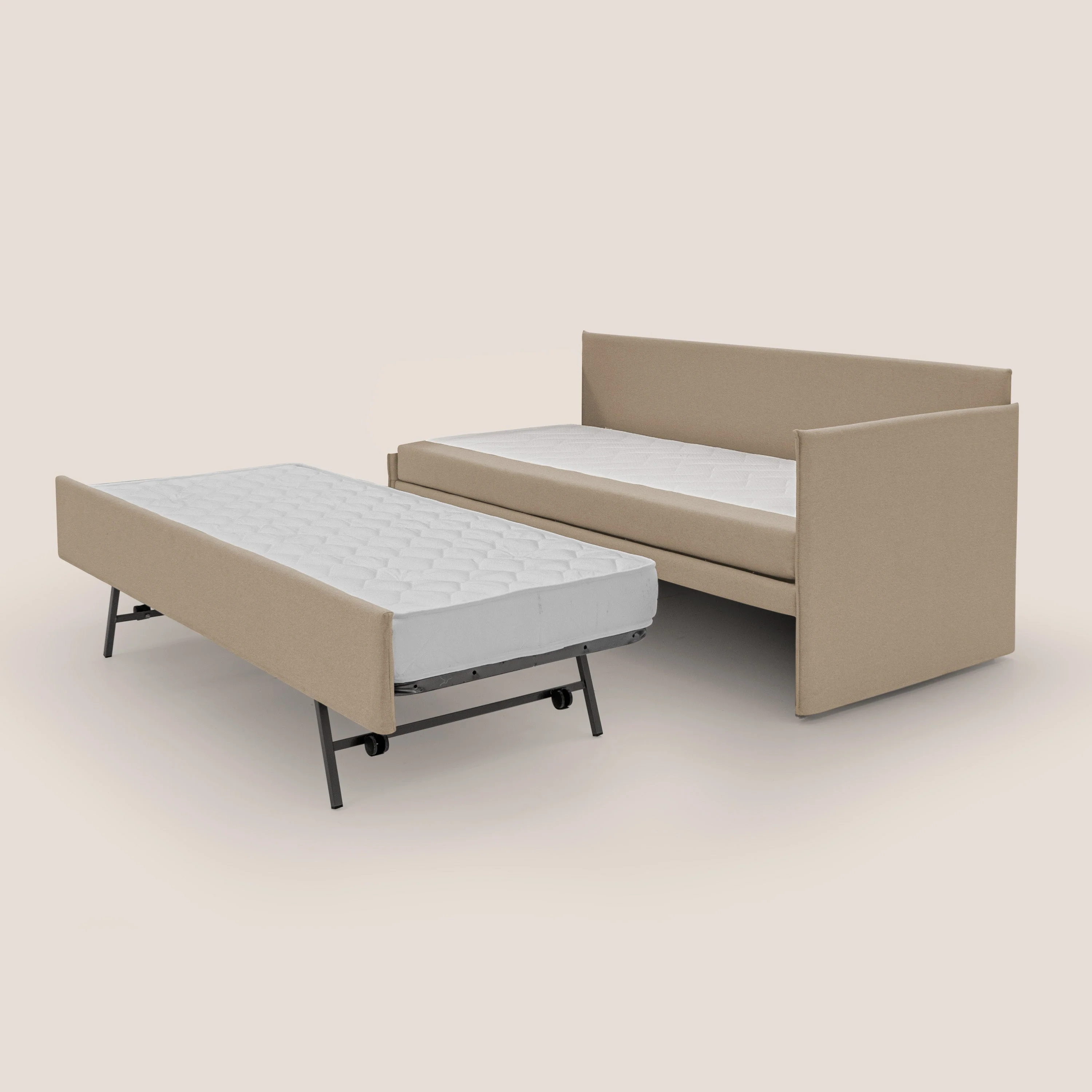 Durini Canapé duplex avec lits jumeaux et tissu effet coton imperméable T13 beige - Image 4