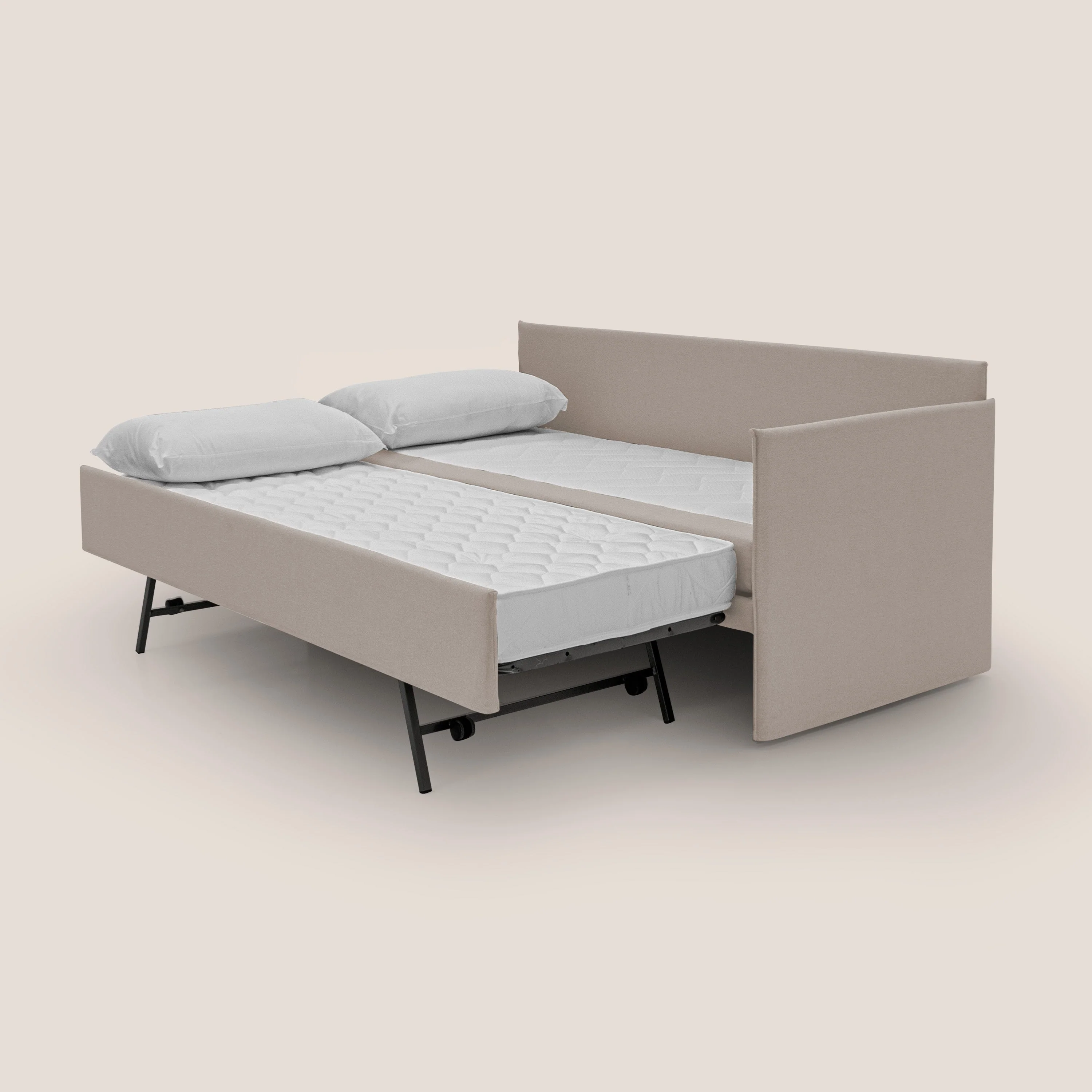 Durini Canapé duplex avec lits jumeaux et tissu effet coton imperméable T13 crème - Image 2