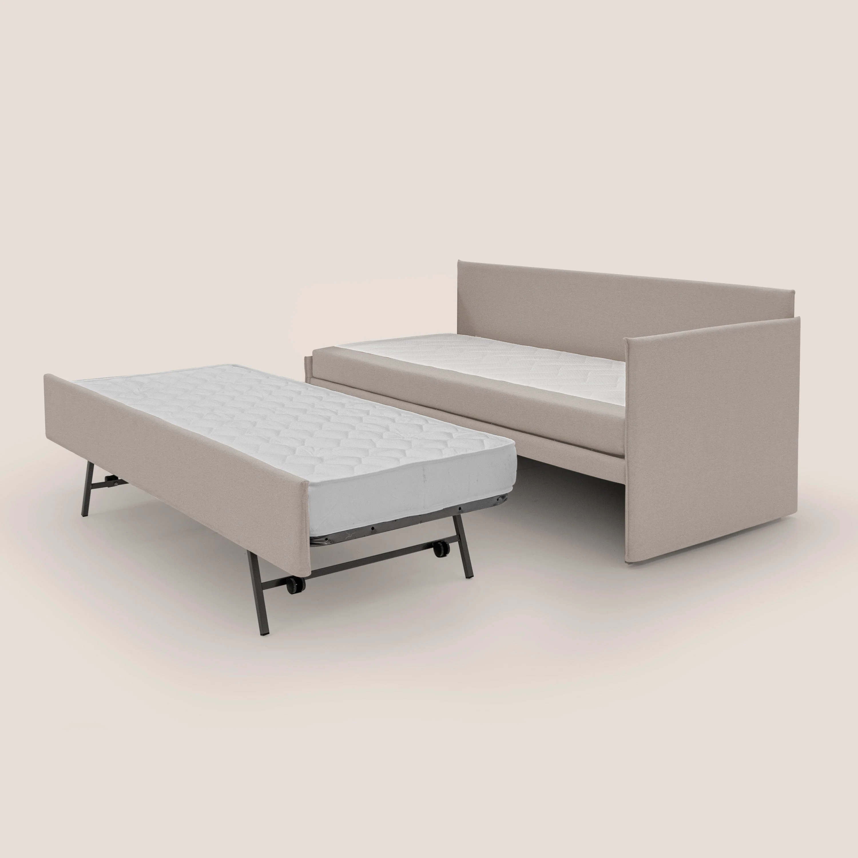 Durini Canapé duplex avec lits jumeaux et tissu effet coton imperméable T13 crème - Image 4