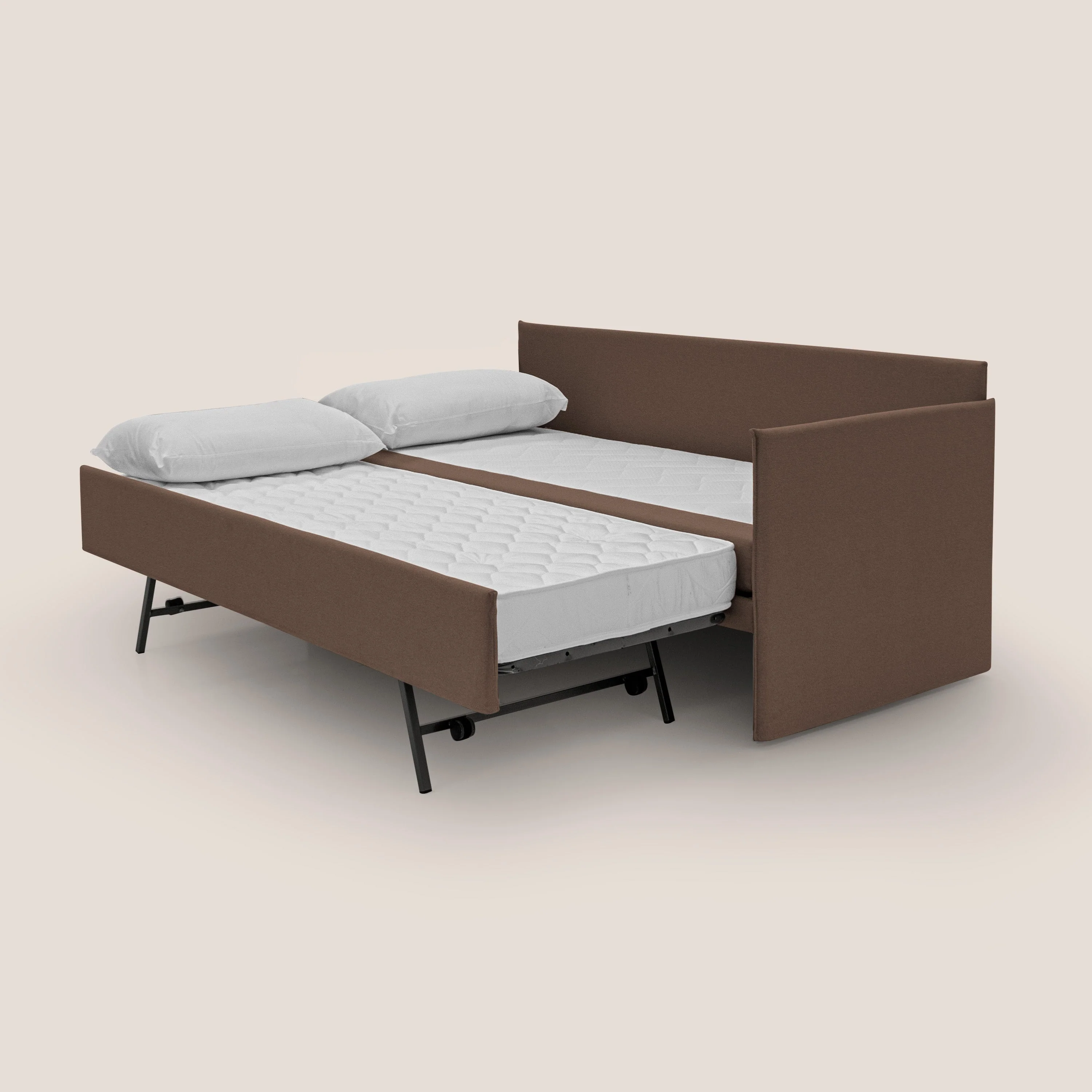 Durini Canapé duplex avec lits jumeaux et tissu effet coton imperméable T13 marron - Image 4