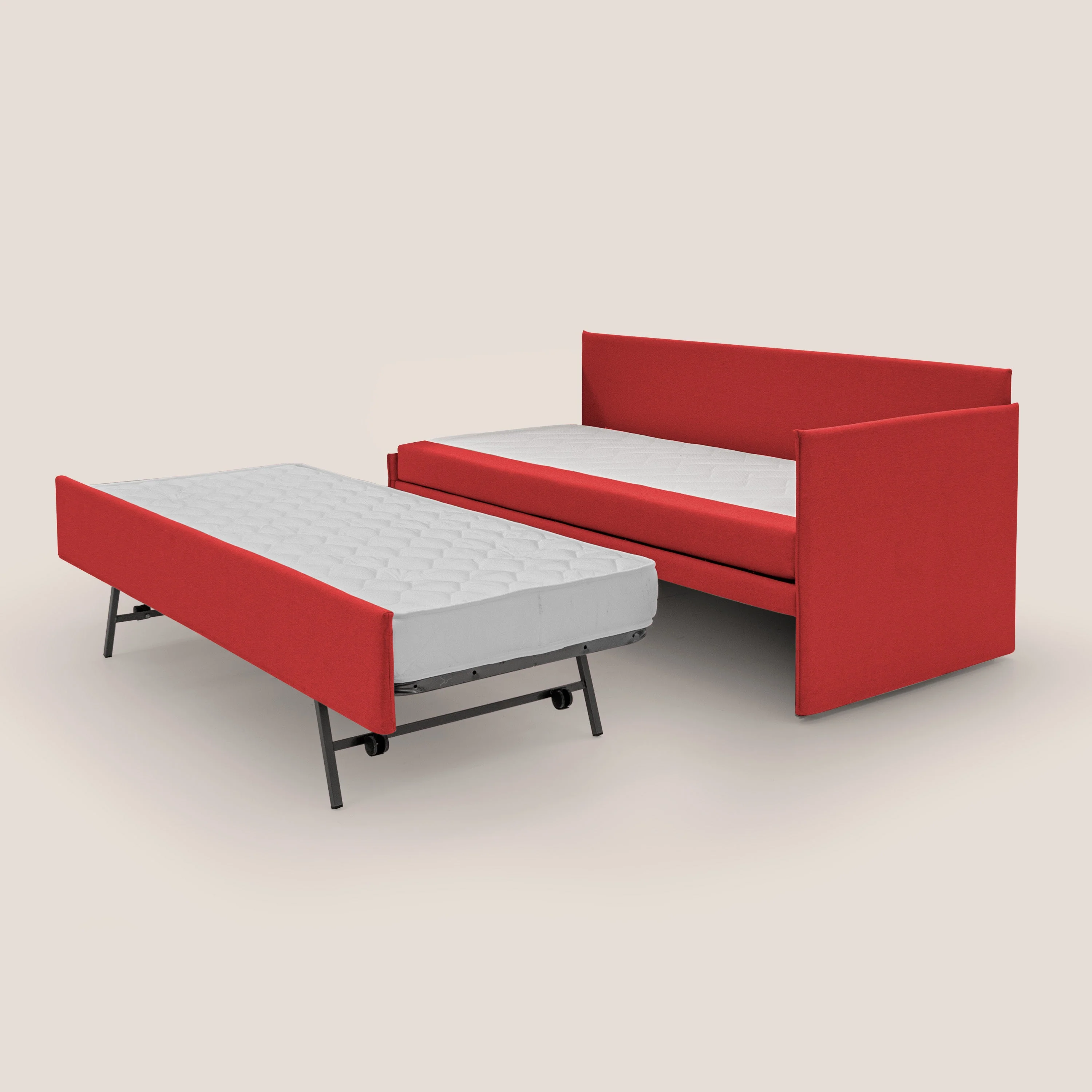 Durini Canapé duplex avec lits jumeaux et tissu effet coton imperméable T13 rouge - Image 4