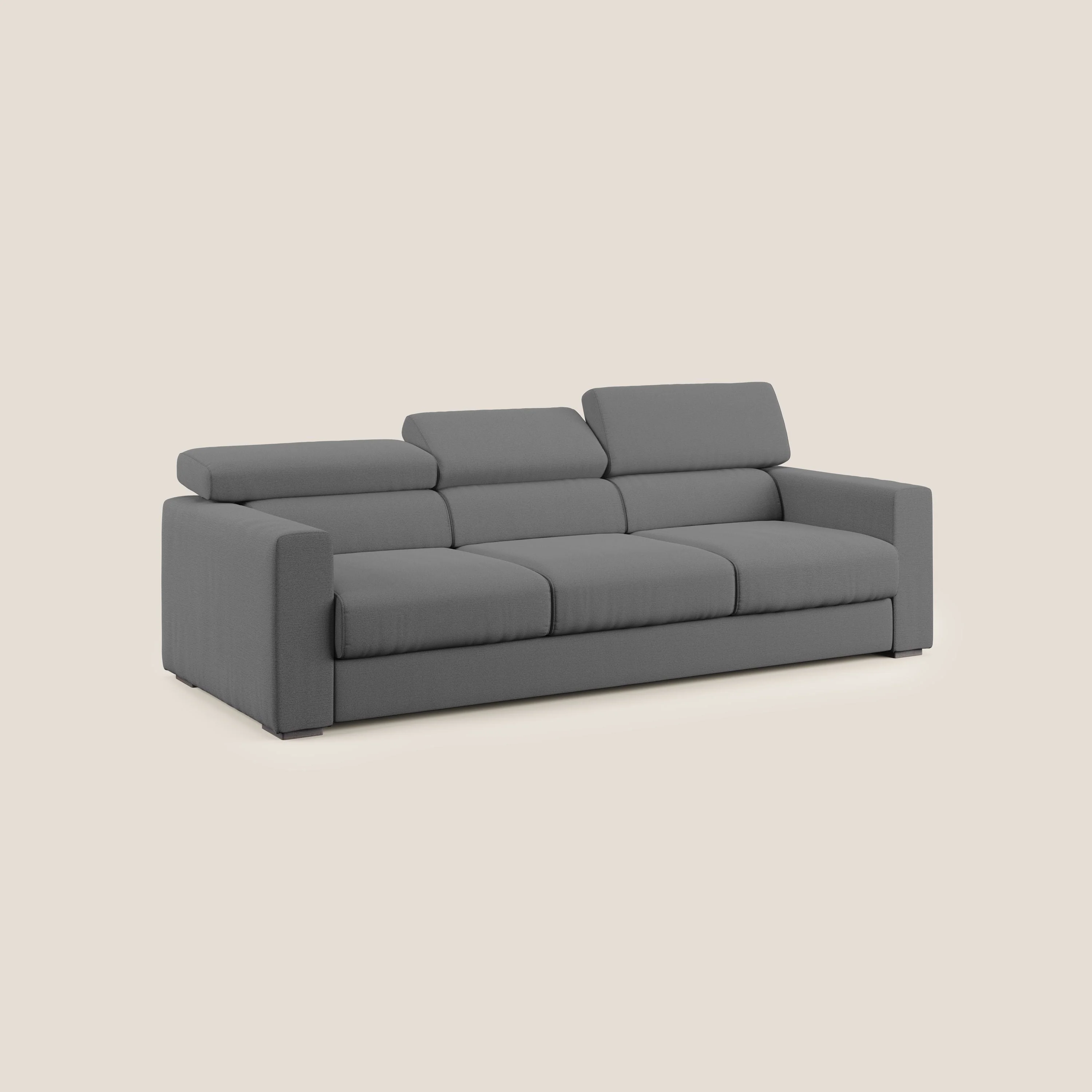 Dylan canapé avec pouf extractible à 3 assises en tissu flamme effet coton impermeabile T19 anthracite - Image 3