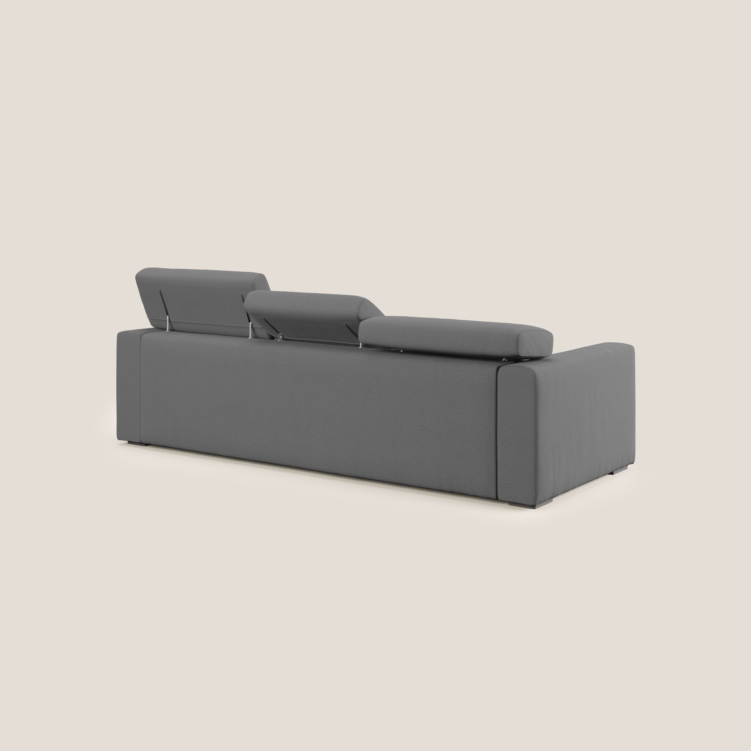 Dylan canapé avec pouf extractible à 3 assises en tissu flamme effet coton impermeabile T19 anthracite - Image 5