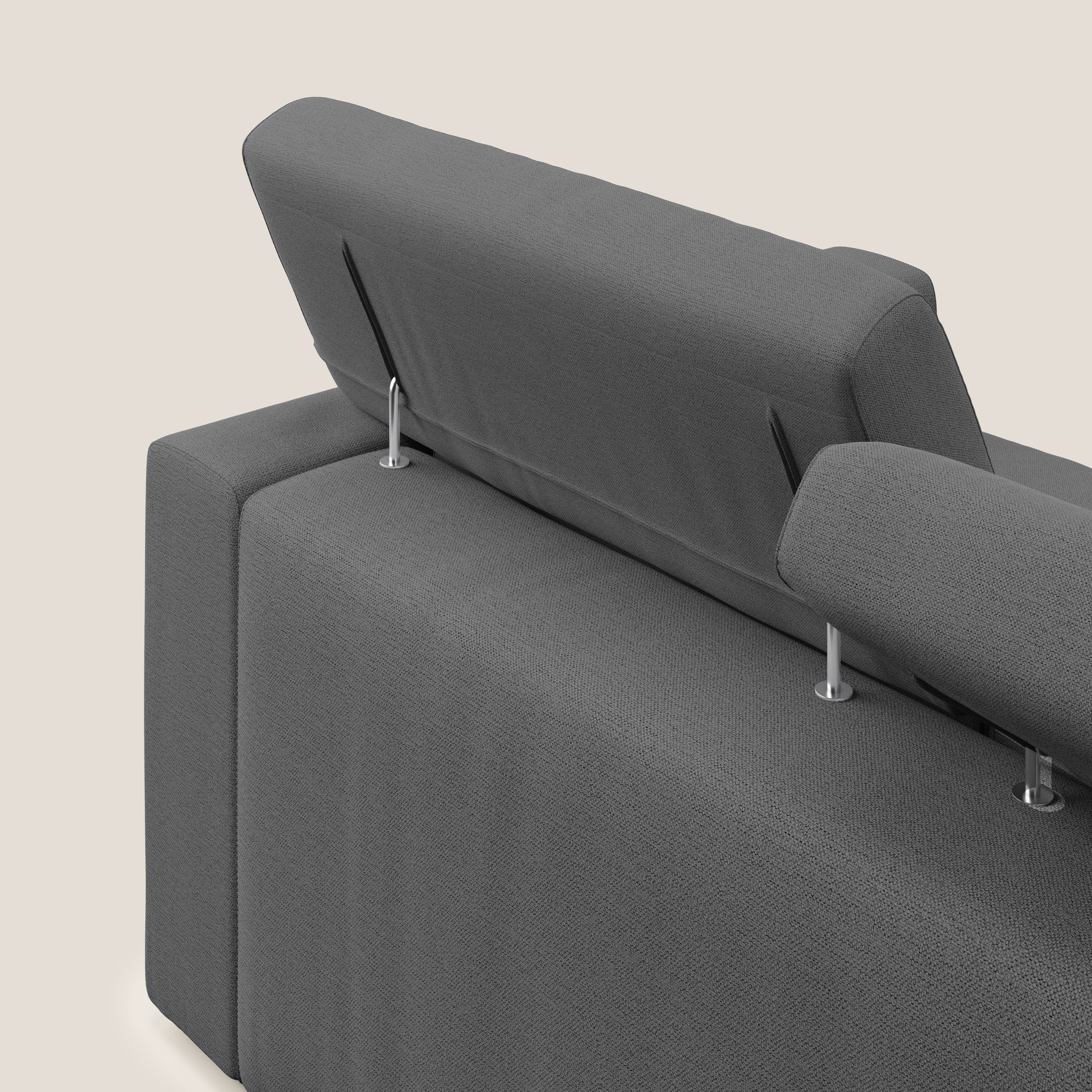 Dylan canapé avec pouf extractible à 3 assises en tissu flamme effet coton impermeabile T19 anthracite - Image 7
