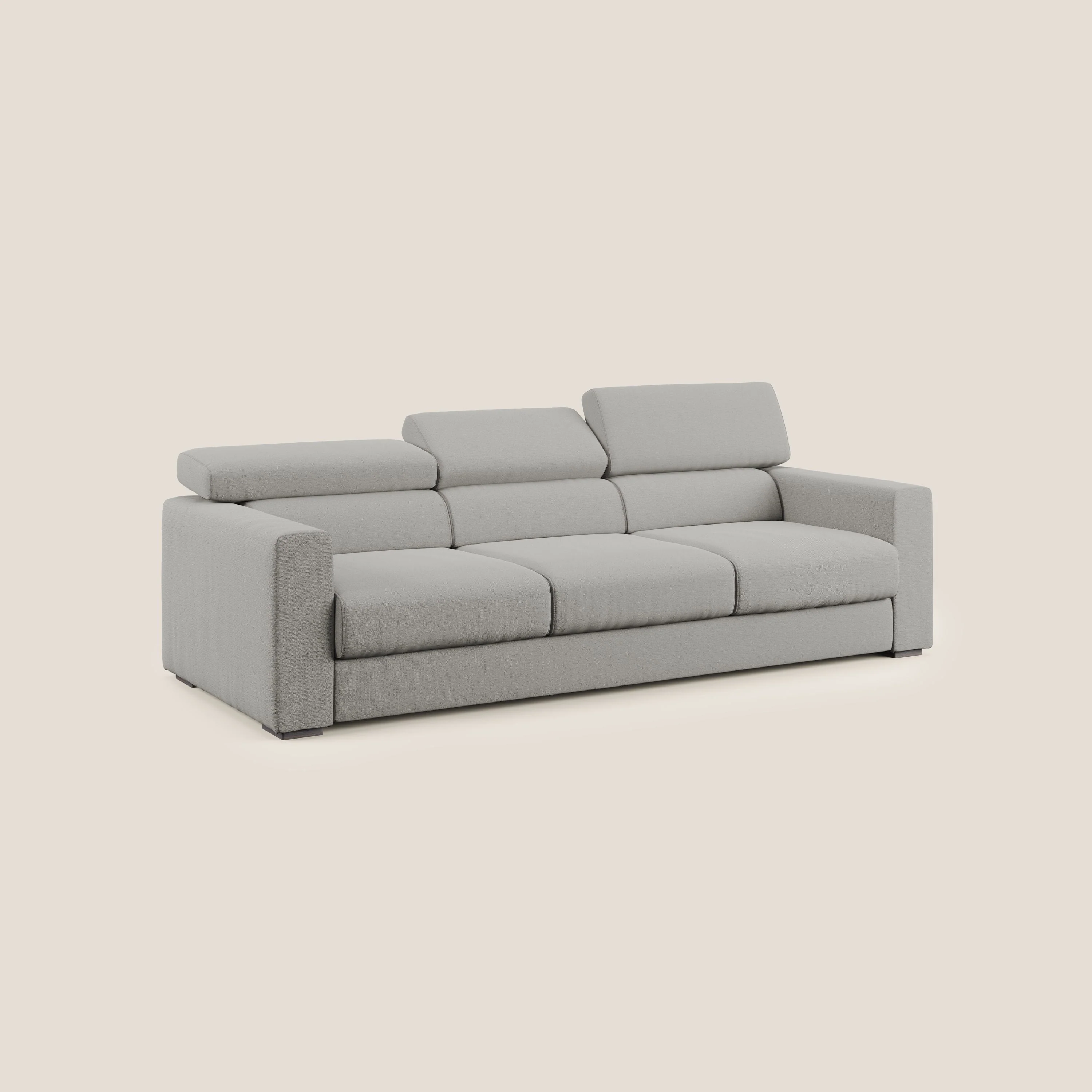 Dylan canapé avec pouf extractible à 3 assises en tissu flamme effet coton impermeabile T19 beige - Image 3