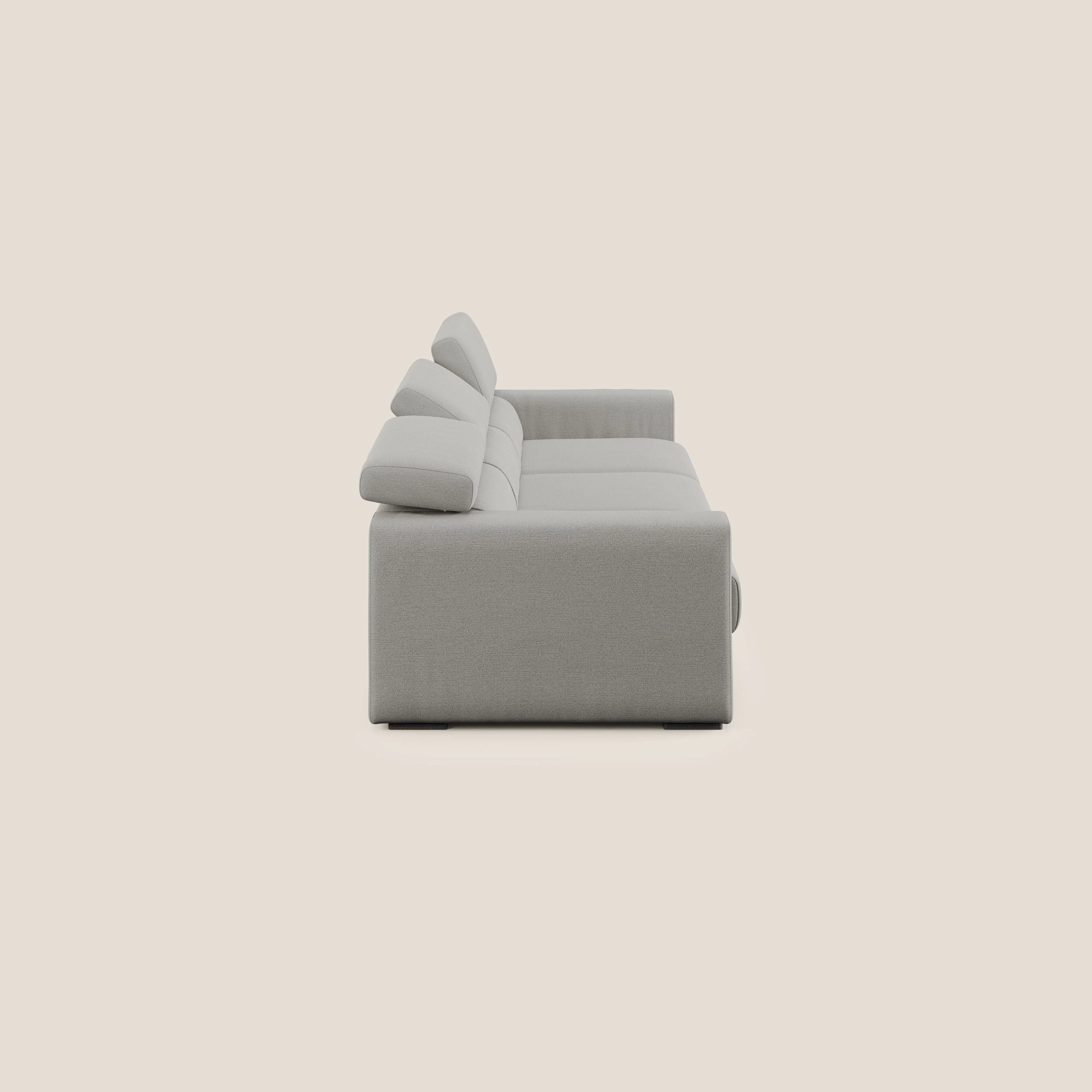Dylan canapé avec pouf extractible à 3 assises en tissu flamme effet coton impermeabile T19 beige - Image 4