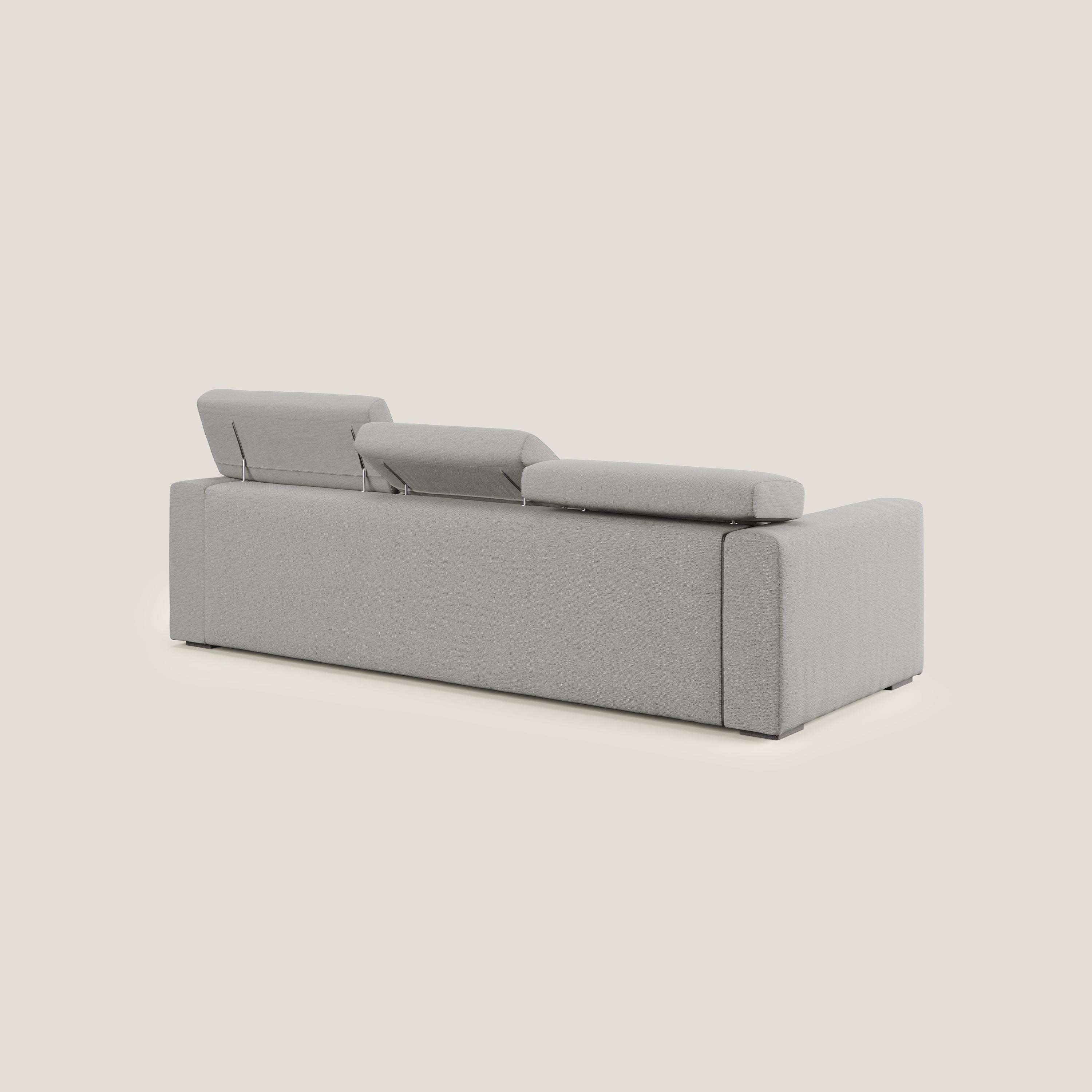 Dylan canapé avec pouf extractible à 3 assises en tissu flamme effet coton impermeabile T19 beige - Image 5