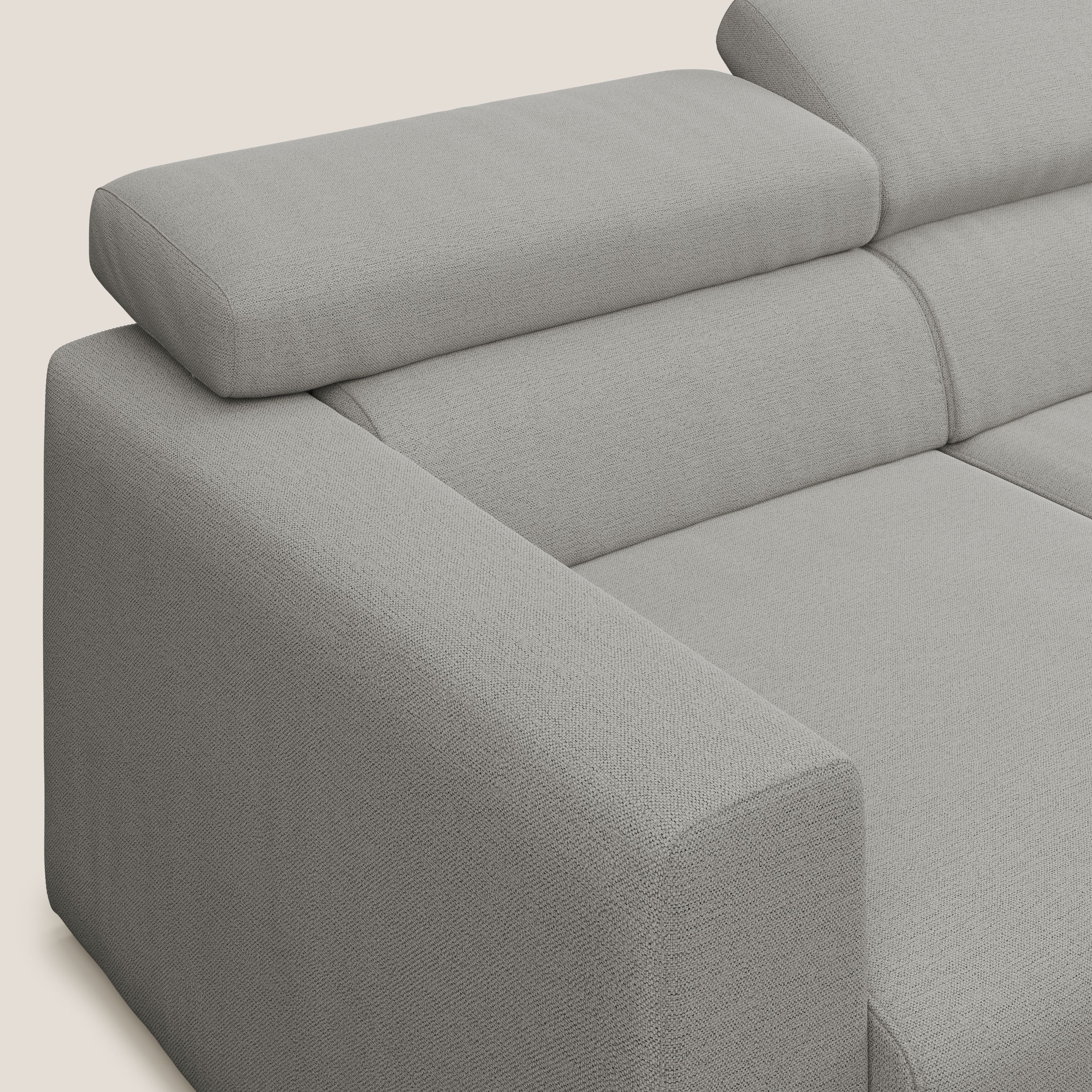 Dylan canapé avec pouf extractible à 3 assises en tissu flamme effet coton impermeabile T19 beige - Image 6