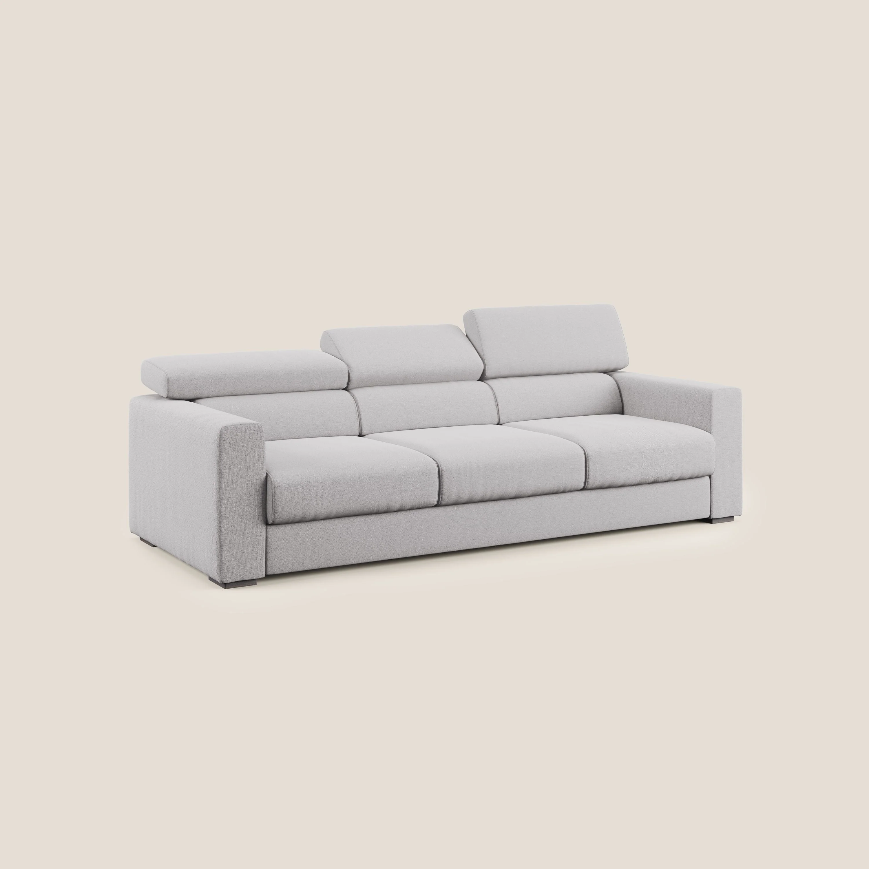 Dylan canapé avec pouf extractible à 3 assises en tissu flamme effet coton impermeabile T19 gris - Image 3