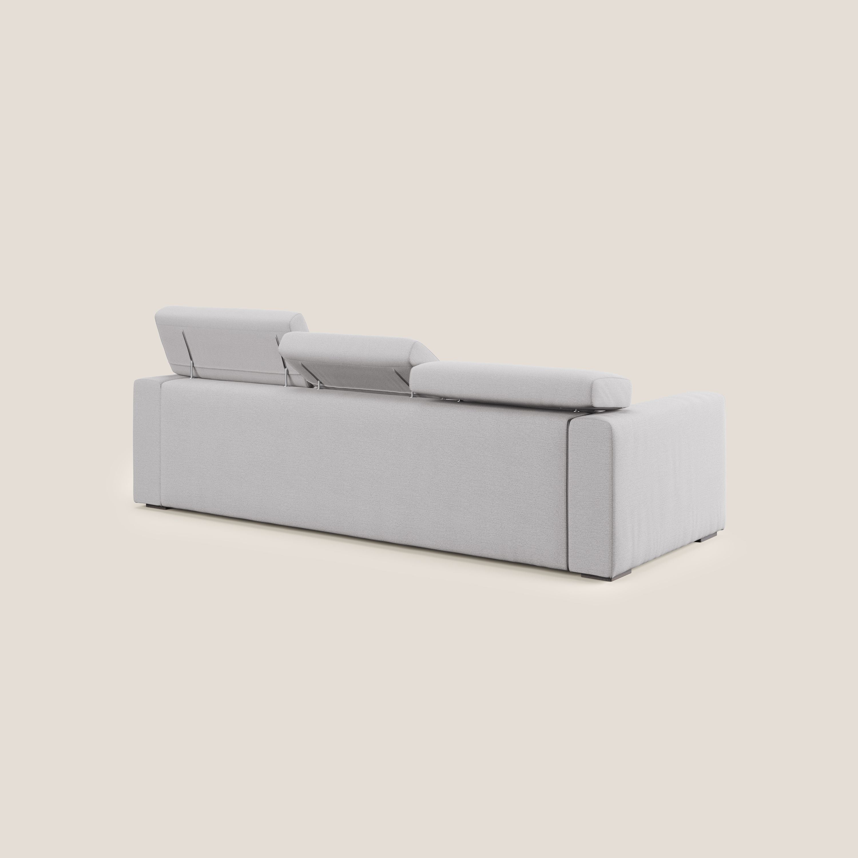Dylan canapé avec pouf extractible à 3 assises en tissu flamme effet coton impermeabile T19 gris - Image 5