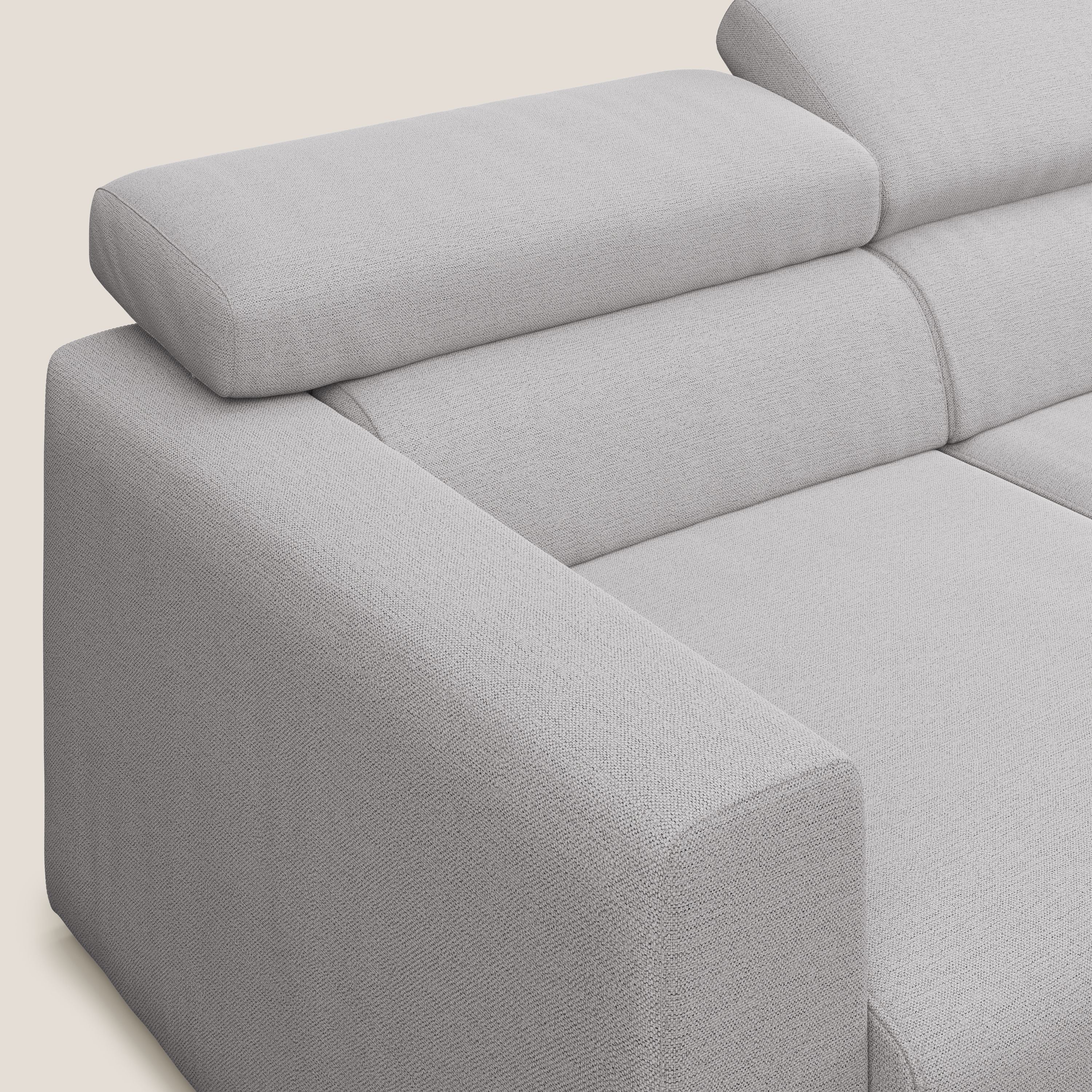 Dylan canapé avec pouf extractible à 3 assises en tissu flamme effet coton impermeabile T19 gris - Image 6