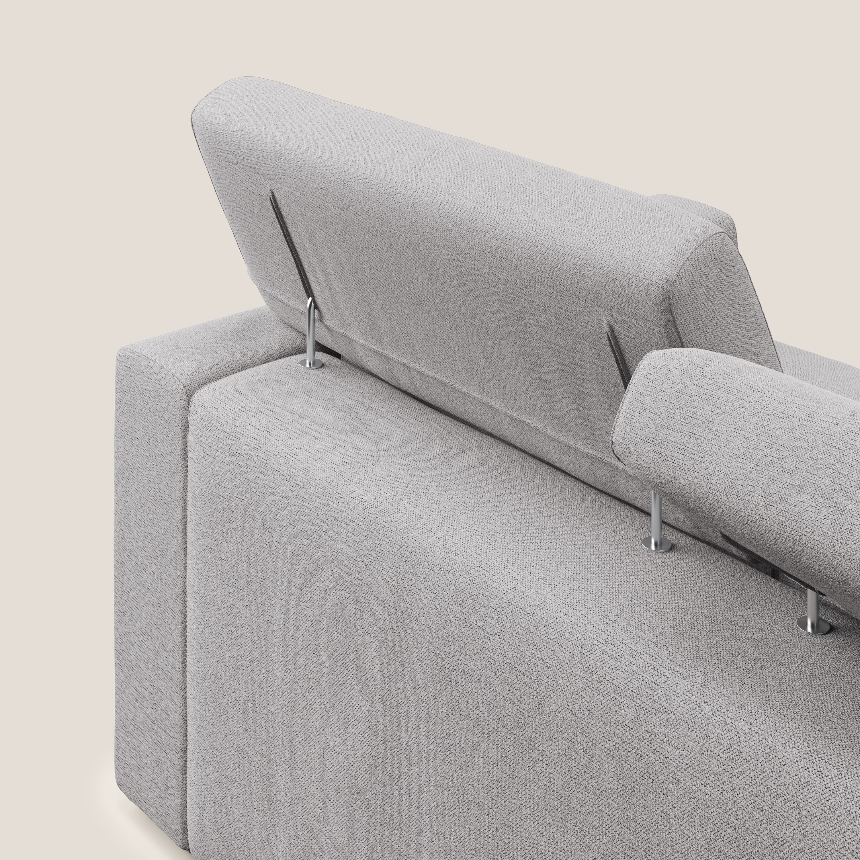 Dylan canapé avec pouf extractible à 3 assises en tissu flamme effet coton impermeabile T19 gris - Image 7