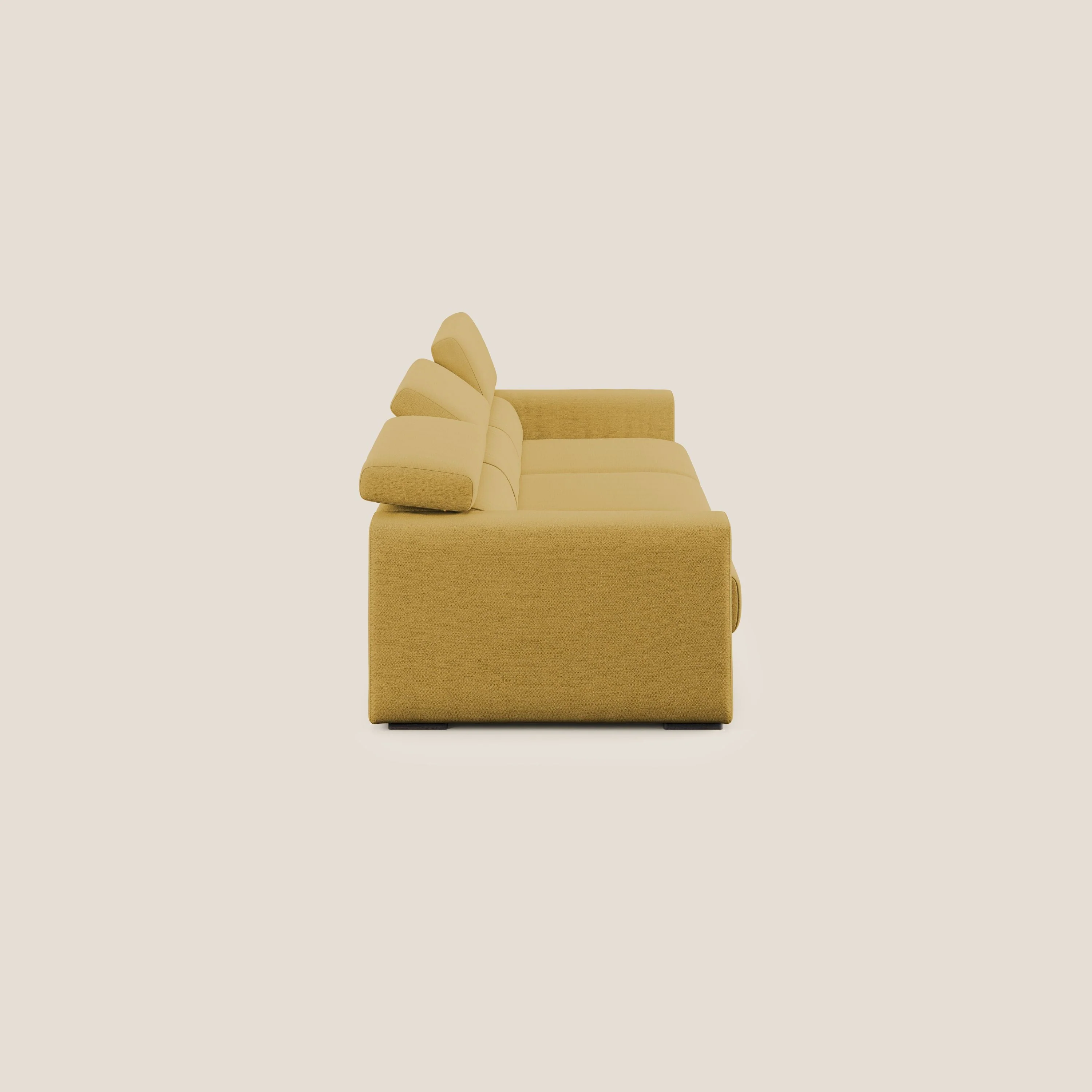 Dylan canapé avec pouf extractible à 3 assises en tissu flamme effet coton impermeabile T19 jaune - Image 6
