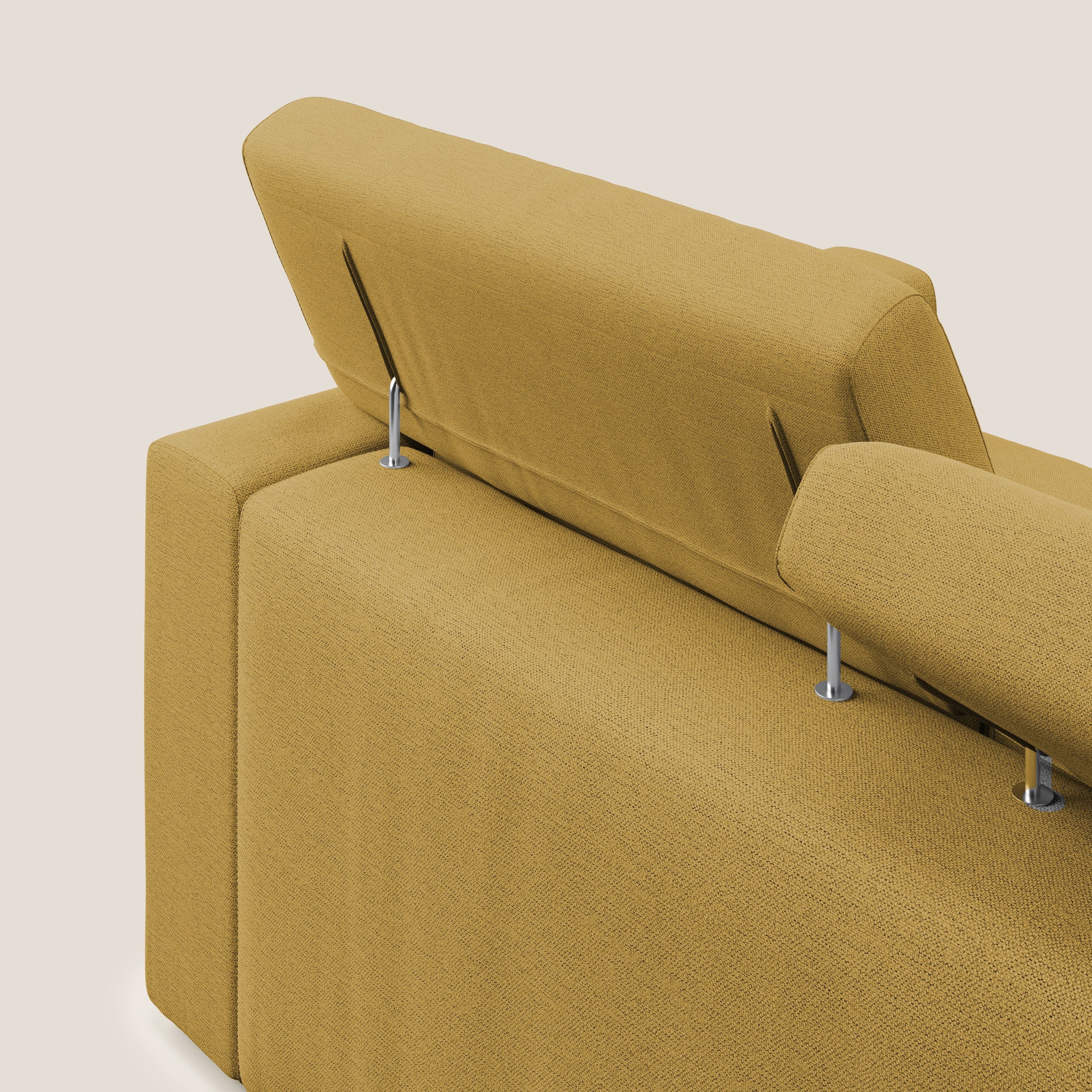 Dylan canapé avec pouf extractible à 3 assises en tissu flamme effet coton impermeabile T19 jaune - Image 9