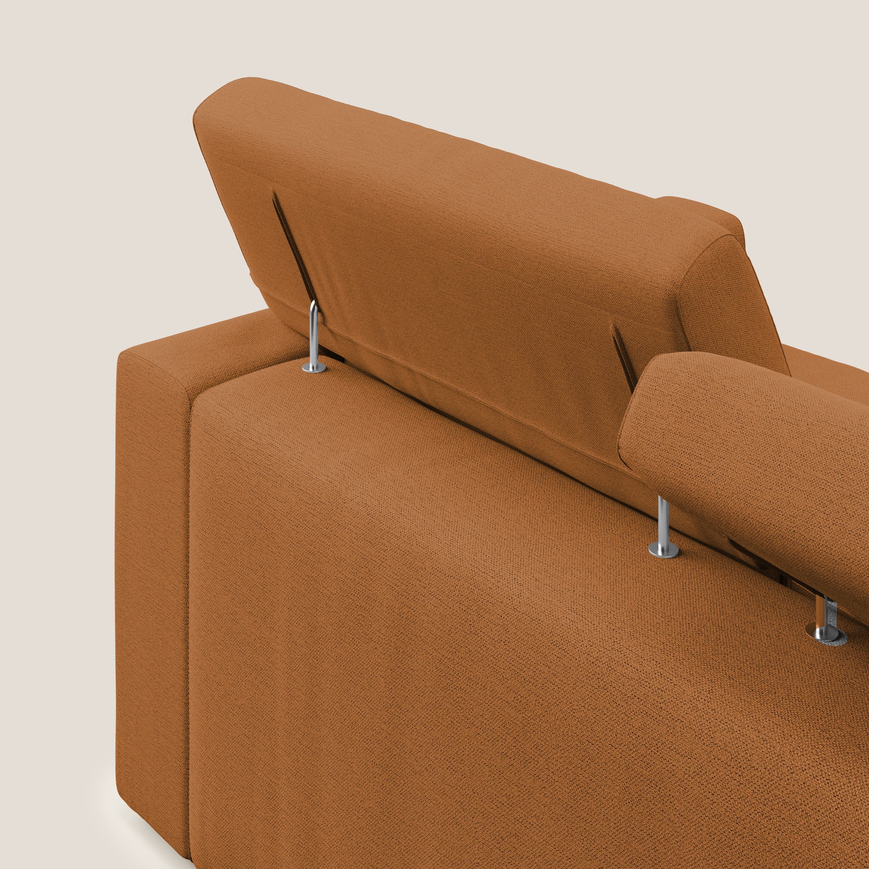 Dylan canapé avec pouf extractible à 3 assises en tissu flamme effet coton impermeabile T19 orange - Image 7