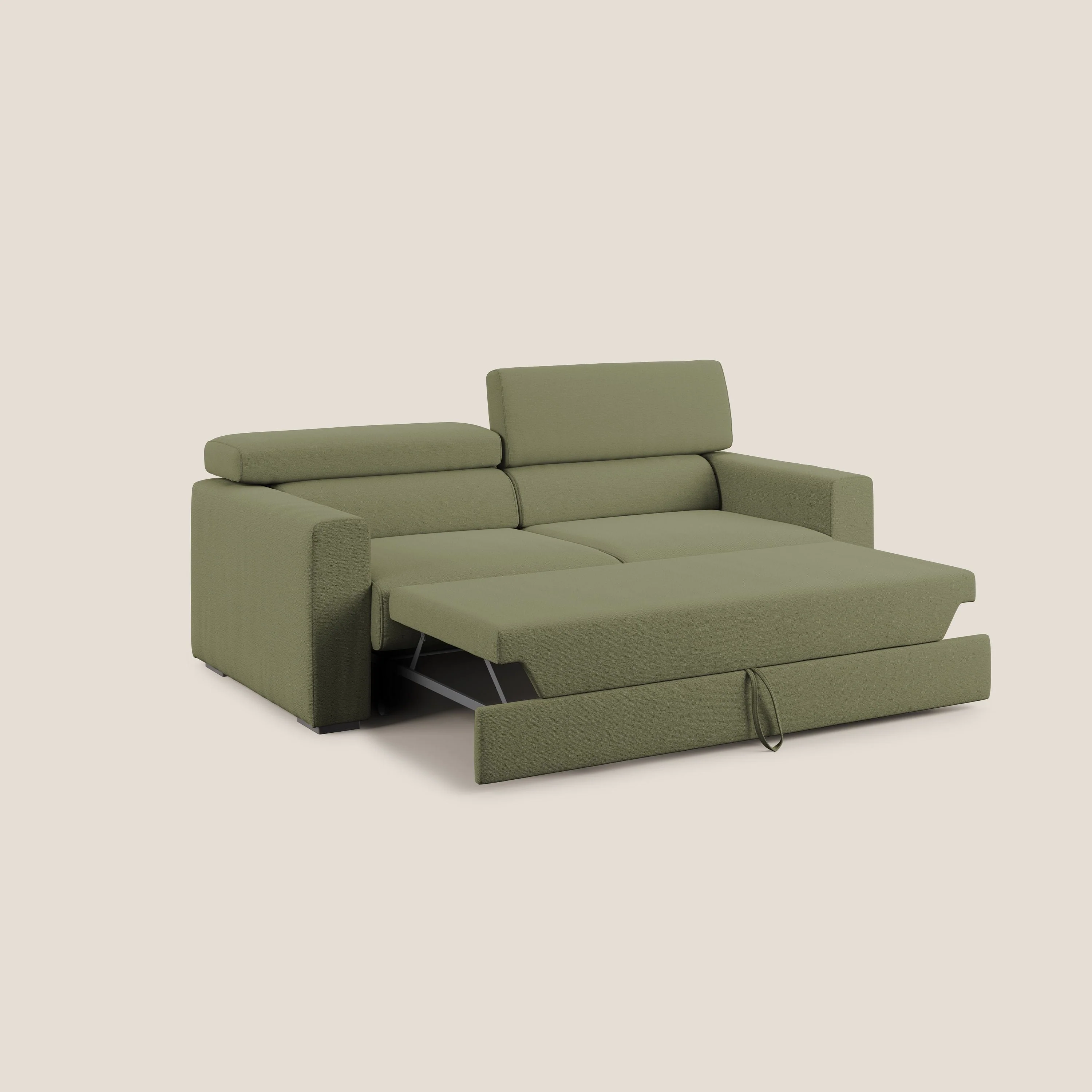 Dylan canapé avec pouf extractible en tissu flamme effet coton impermeabile T19 vert - Image 2
