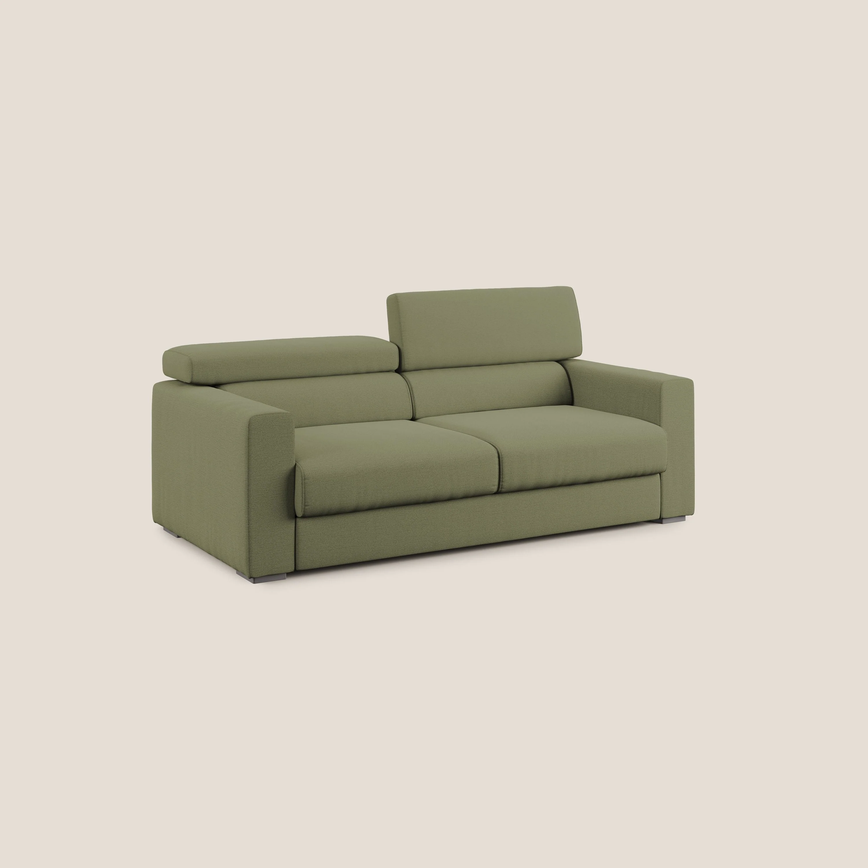 Dylan canapé avec pouf extractible en tissu flamme effet coton impermeabile T19 vert - Image 3