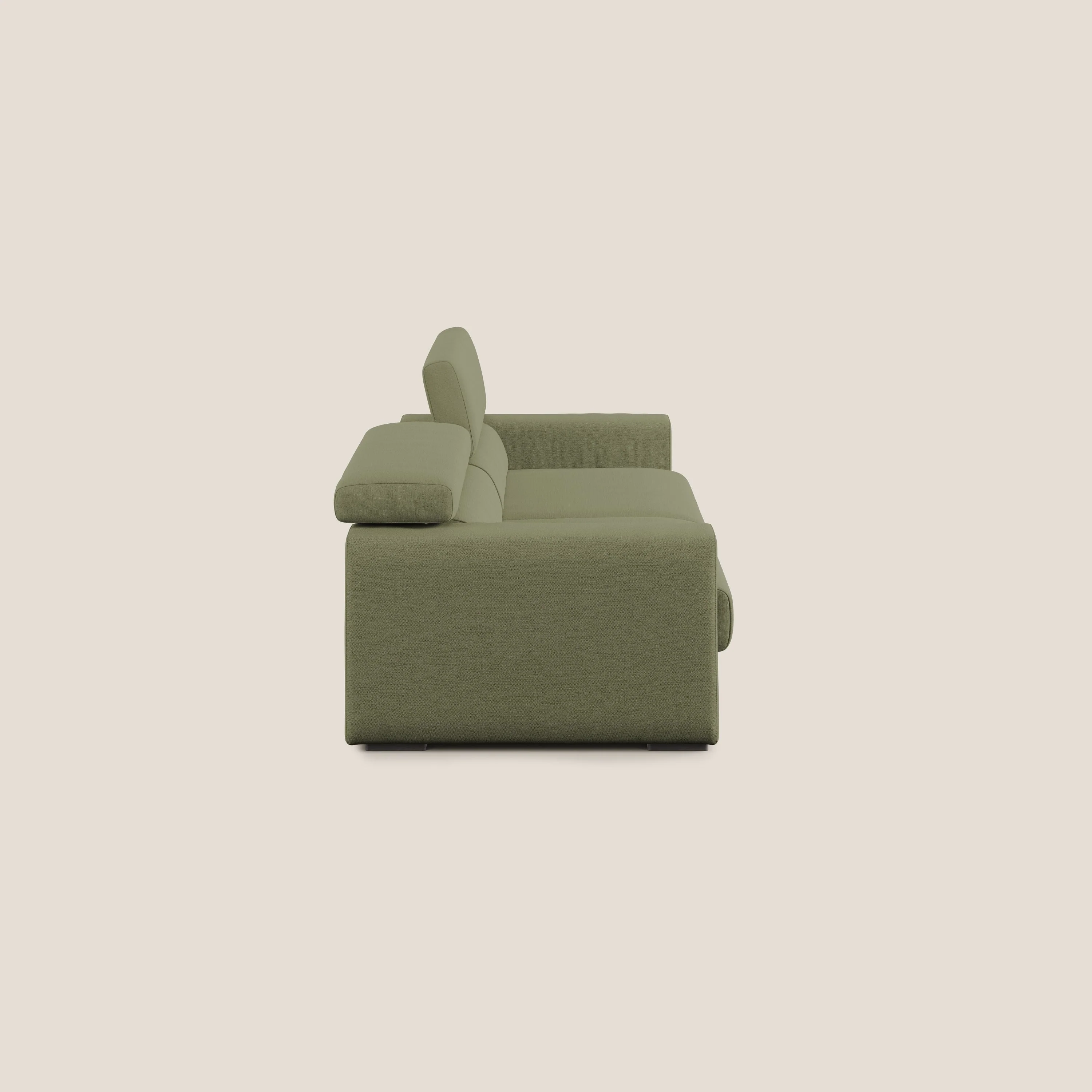 Dylan canapé avec pouf extractible en tissu flamme effet coton impermeabile T19 vert - Image 4
