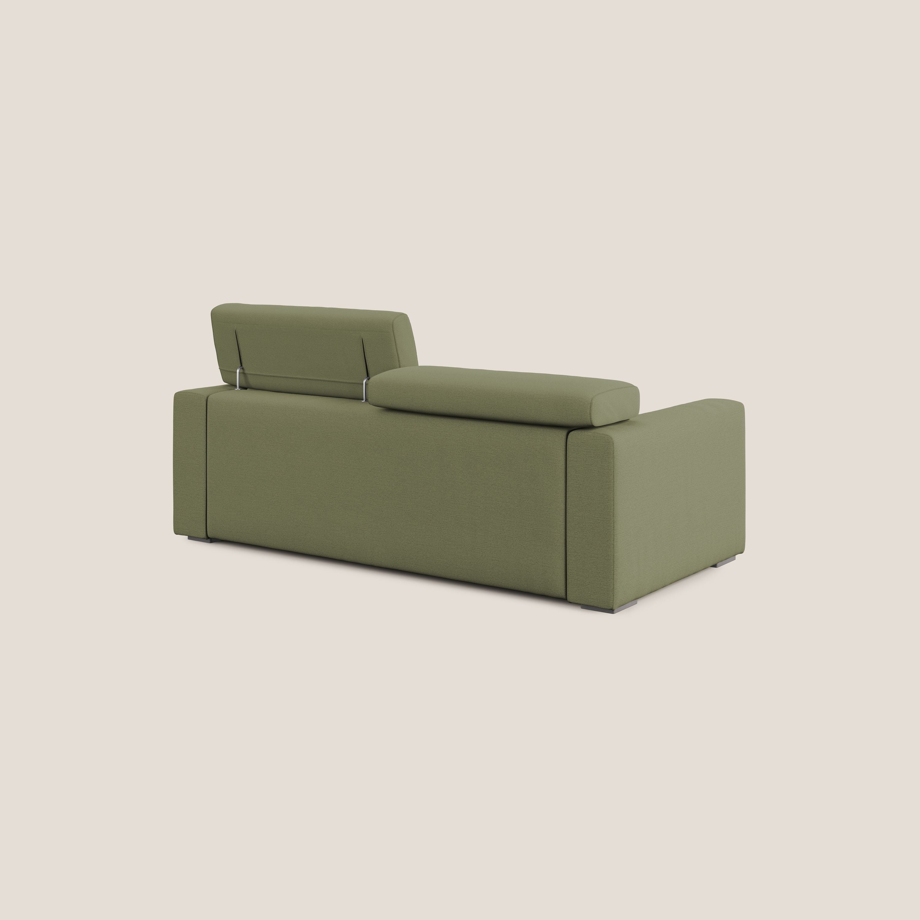 Dylan canapé avec pouf extractible en tissu flamme effet coton impermeabile T19 vert - Image 5