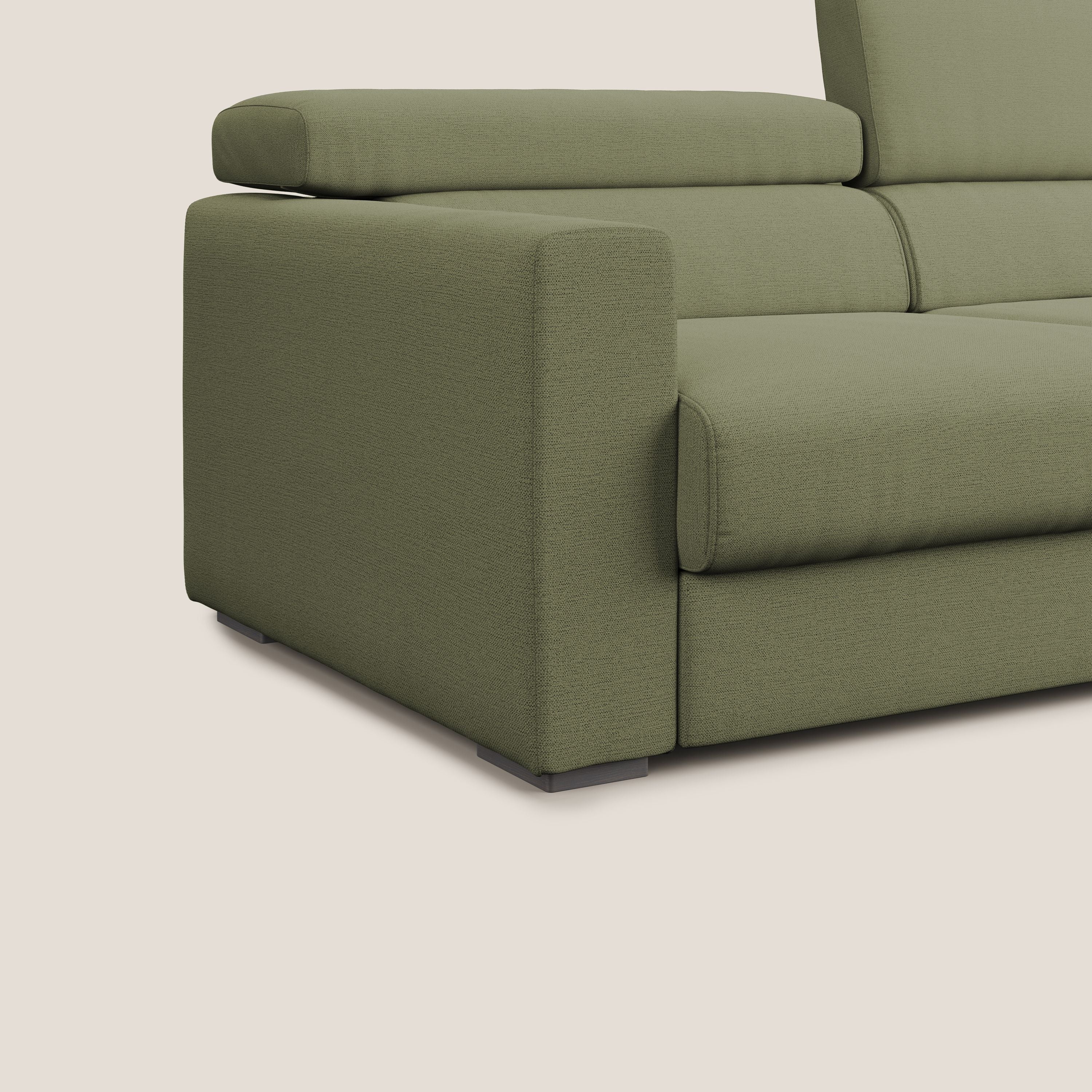 Dylan canapé avec pouf extractible en tissu flamme effet coton impermeabile T19 vert - Image 6