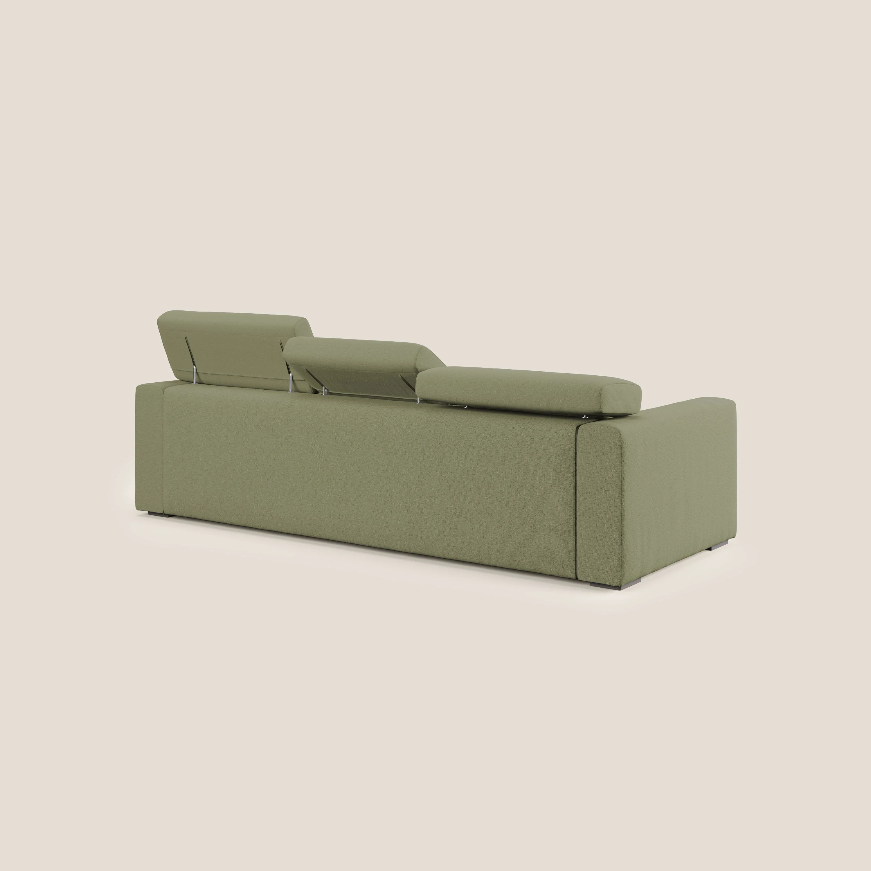 Dylan canapé avec pouf extractible à 3 assises en tissu flamme effet coton impermeabile T19 vert - Image 5