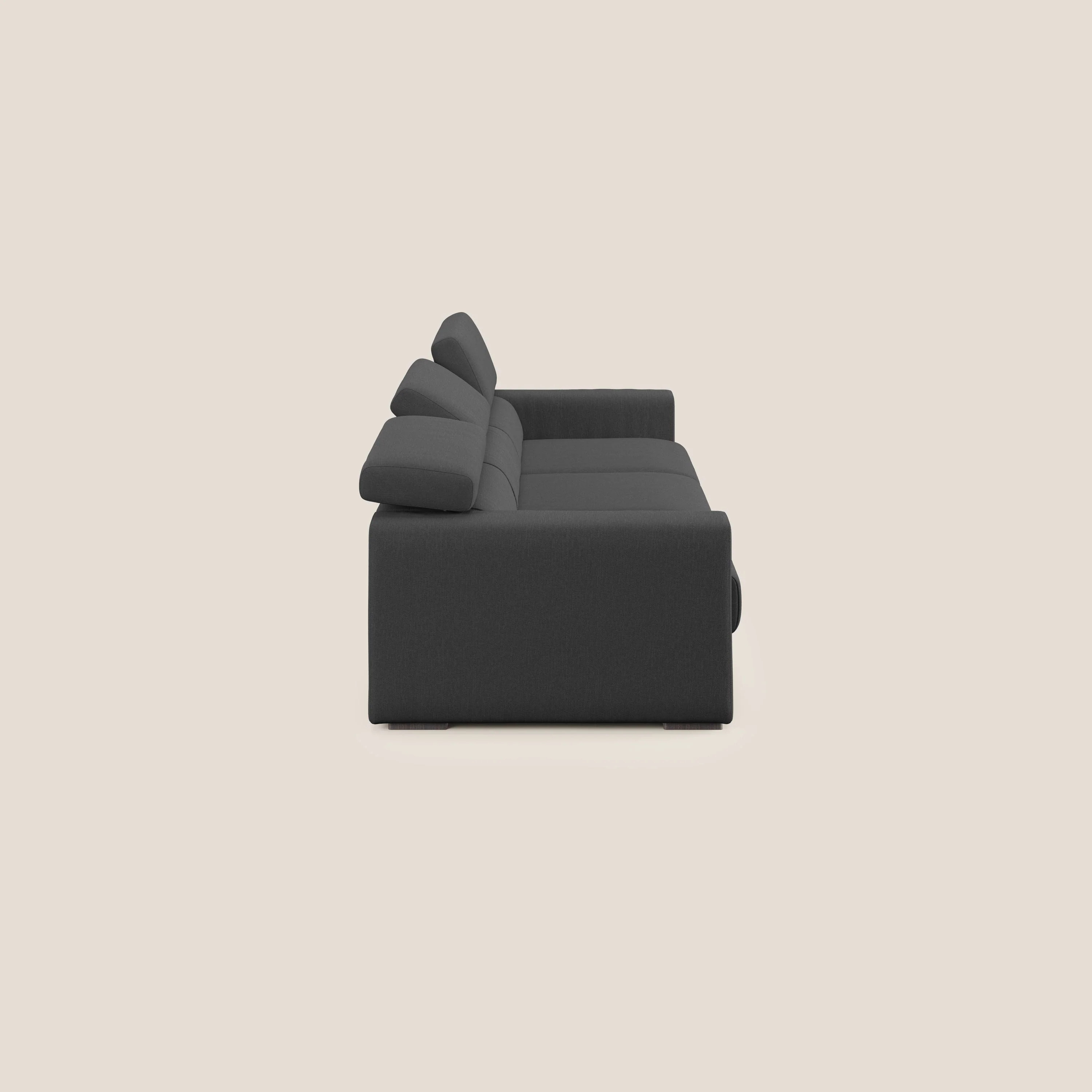 Dylan canapé avec pouf extractible à 3 assises en tissu effet coton imperméable T13 anthracite - Image 4