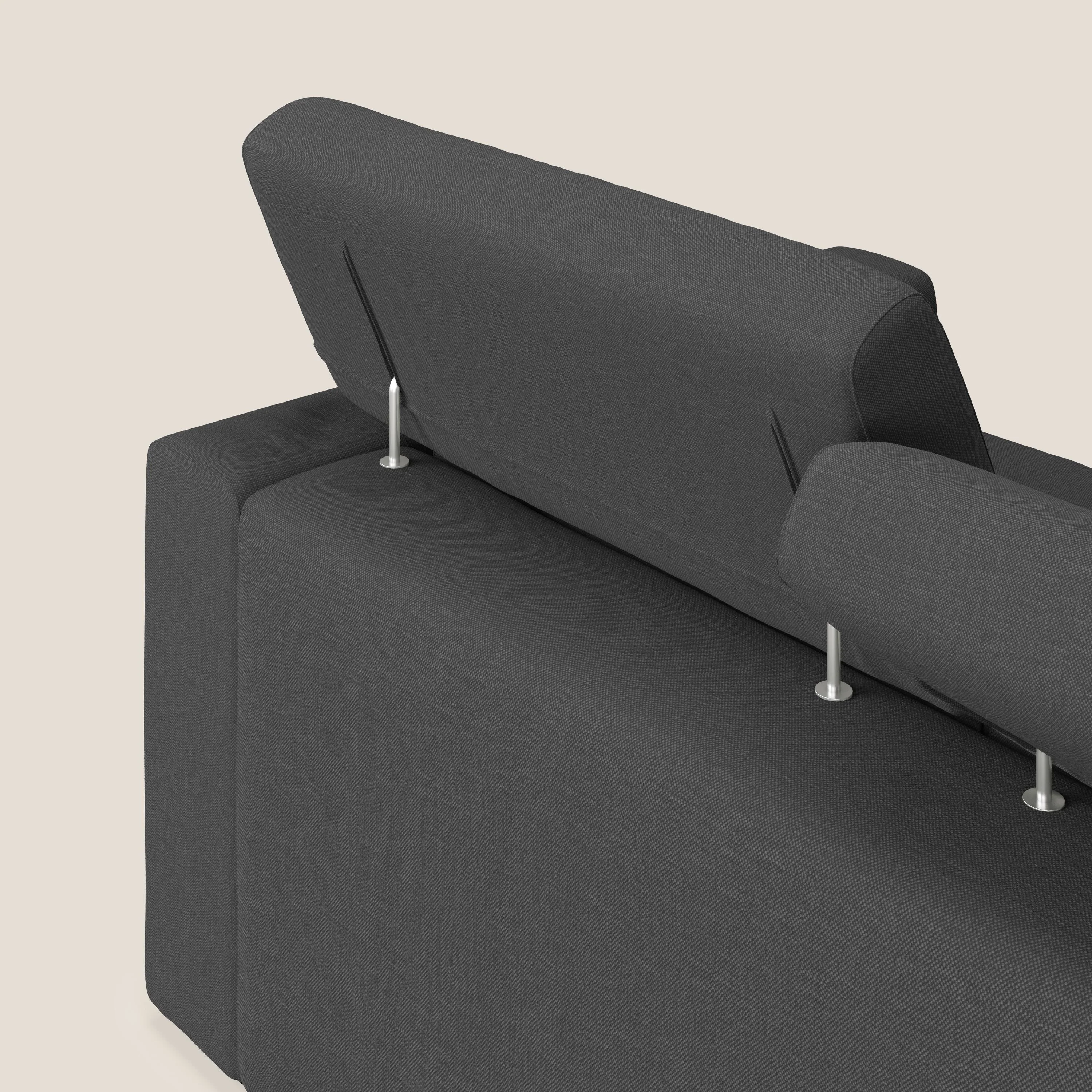 Dylan canapé avec pouf extractible à 3 assises en tissu effet coton imperméable T13 anthracite - Image 8