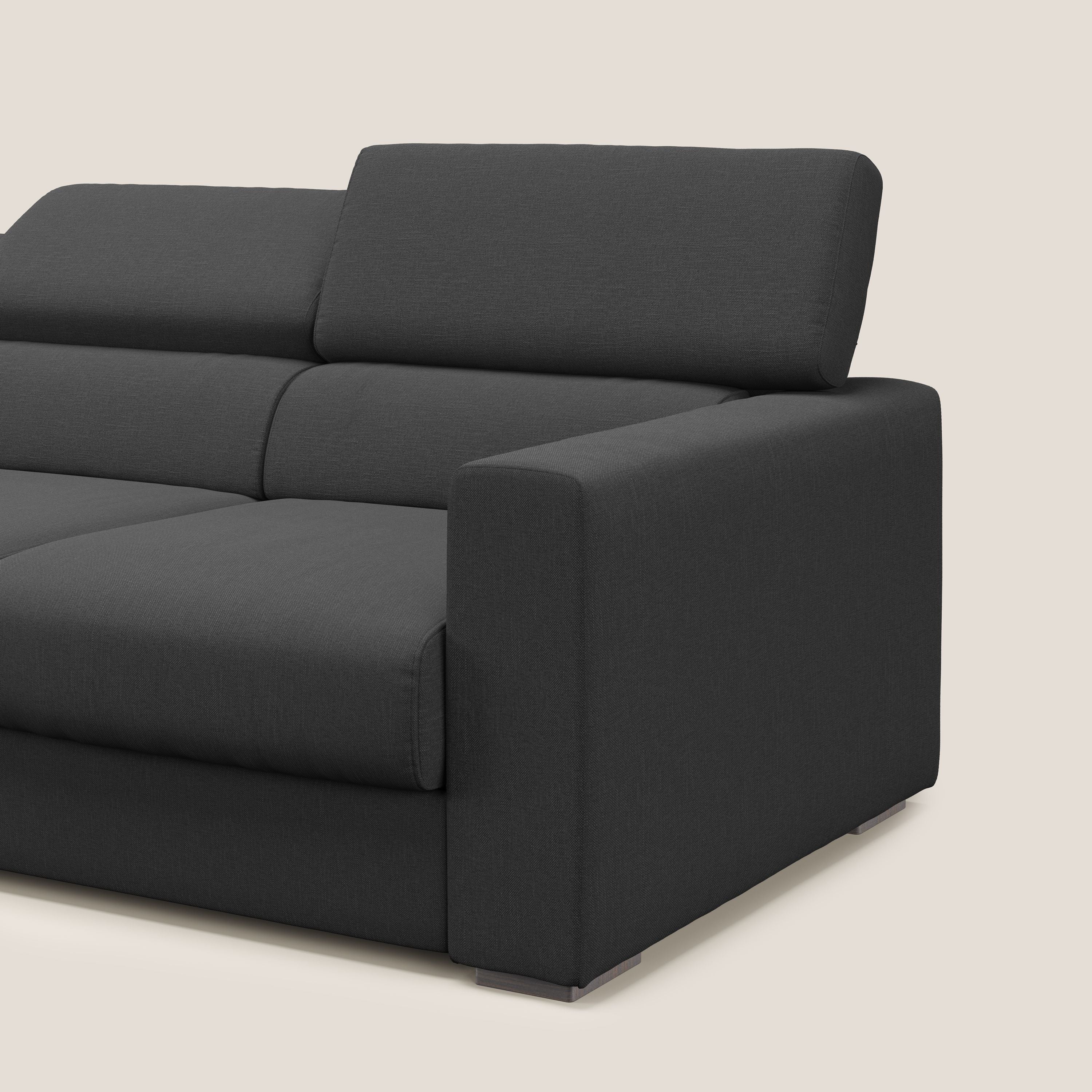 Dylan canapé avec pouf extractible à 3 assises en tissu effet coton imperméable T13 anthracite - Image 9