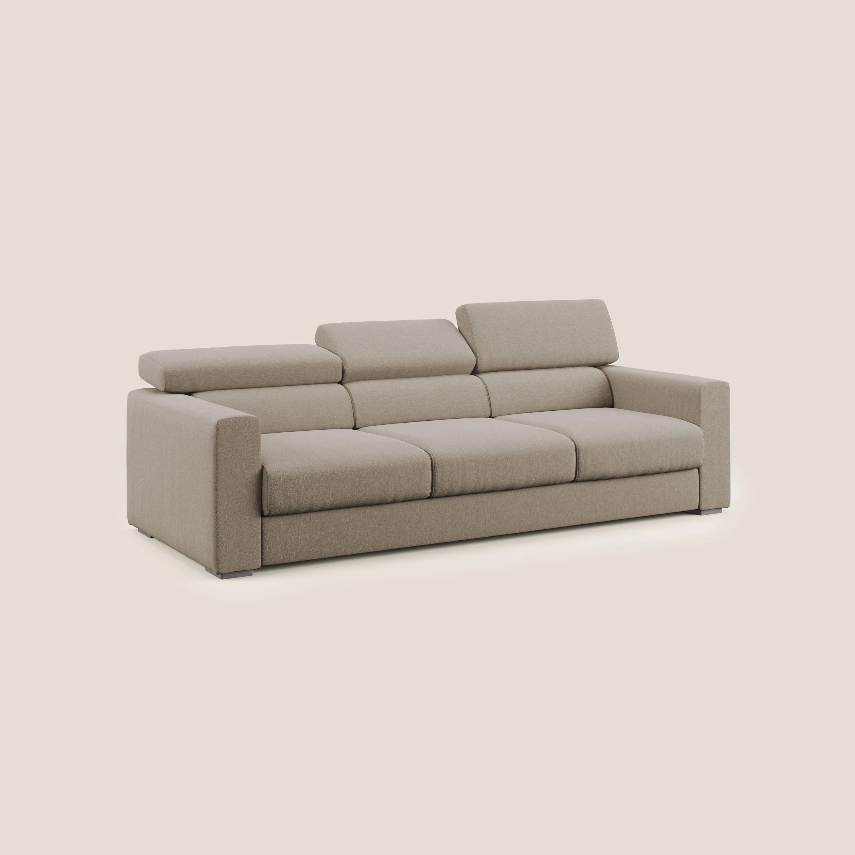 Dylan canapé avec pouf extractible à 3 assises en tissu effet coton imperméable T13 beige - Image 3