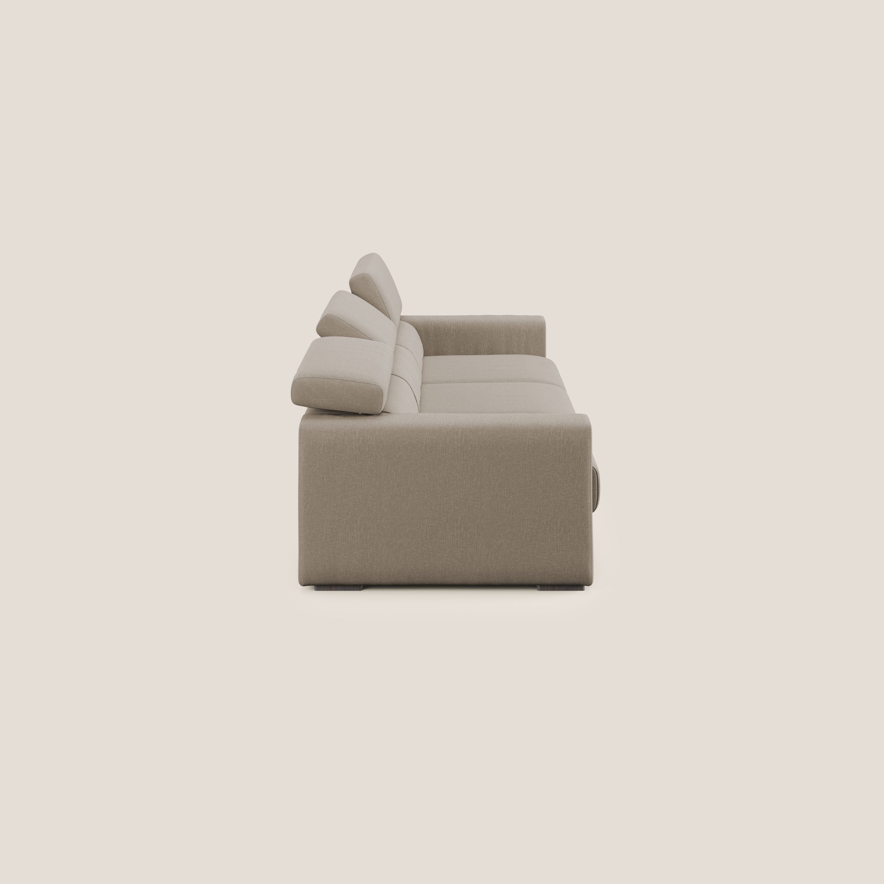 Dylan canapé avec pouf extractible à 3 assises en tissu effet coton imperméable T13 beige - Image 4