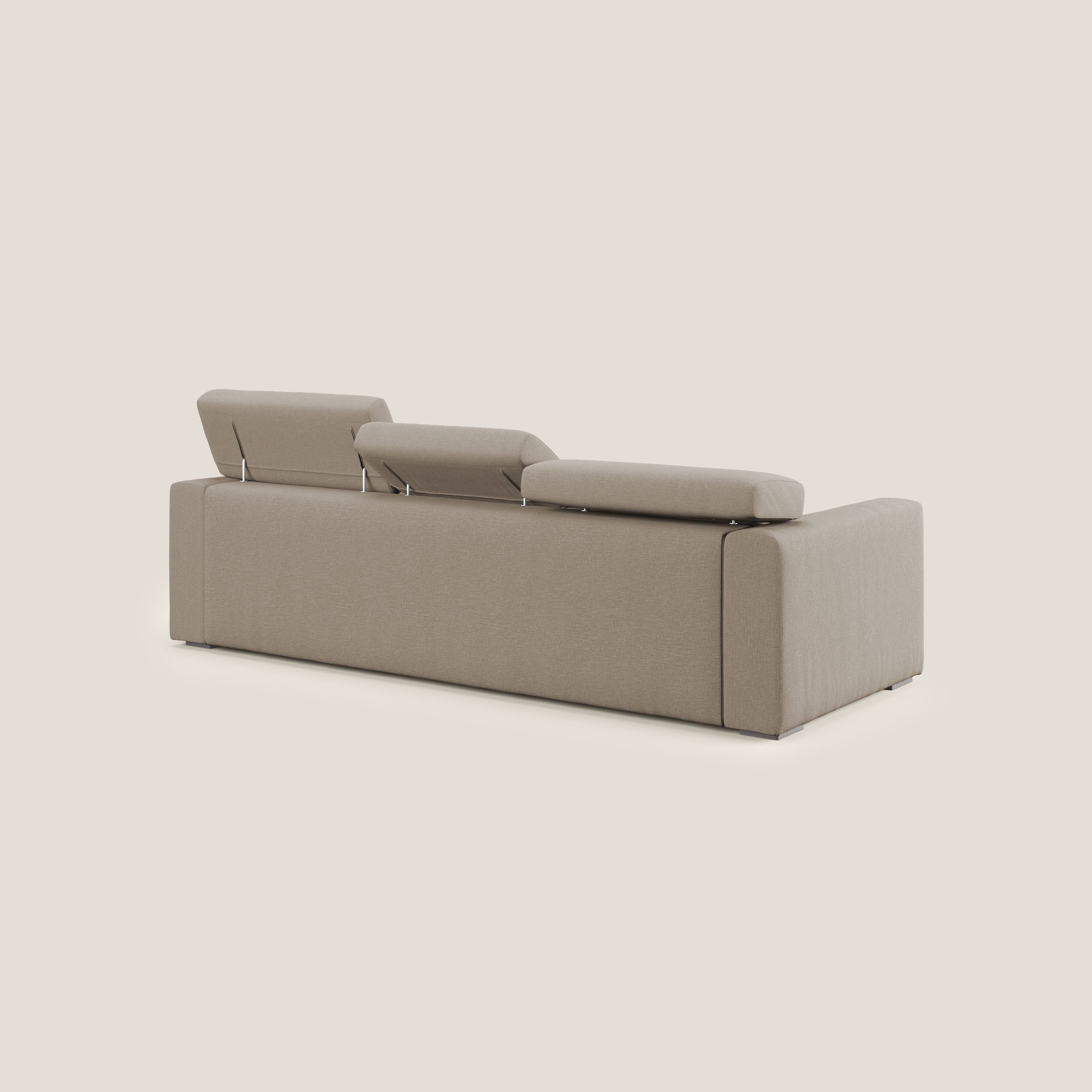 Dylan canapé avec pouf extractible à 3 assises en tissu effet coton imperméable T13 beige - Image 5