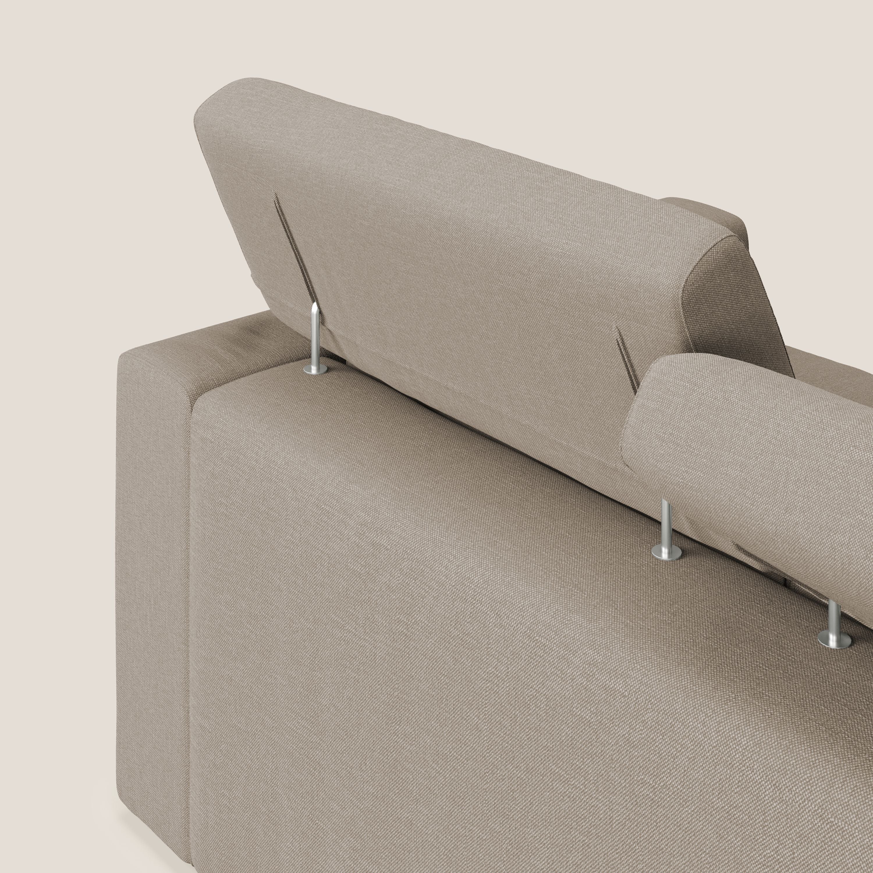 Dylan canapé avec pouf extractible à 3 assises en tissu effet coton imperméable T13 beige - Image 8