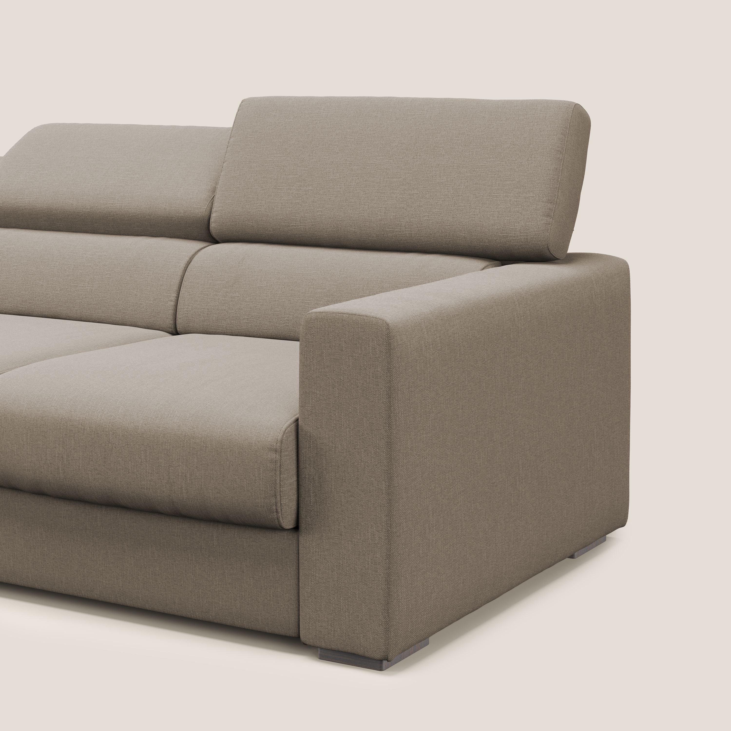 Dylan canapé avec pouf extractible à 3 assises en tissu effet coton imperméable T13 beige - Image 9