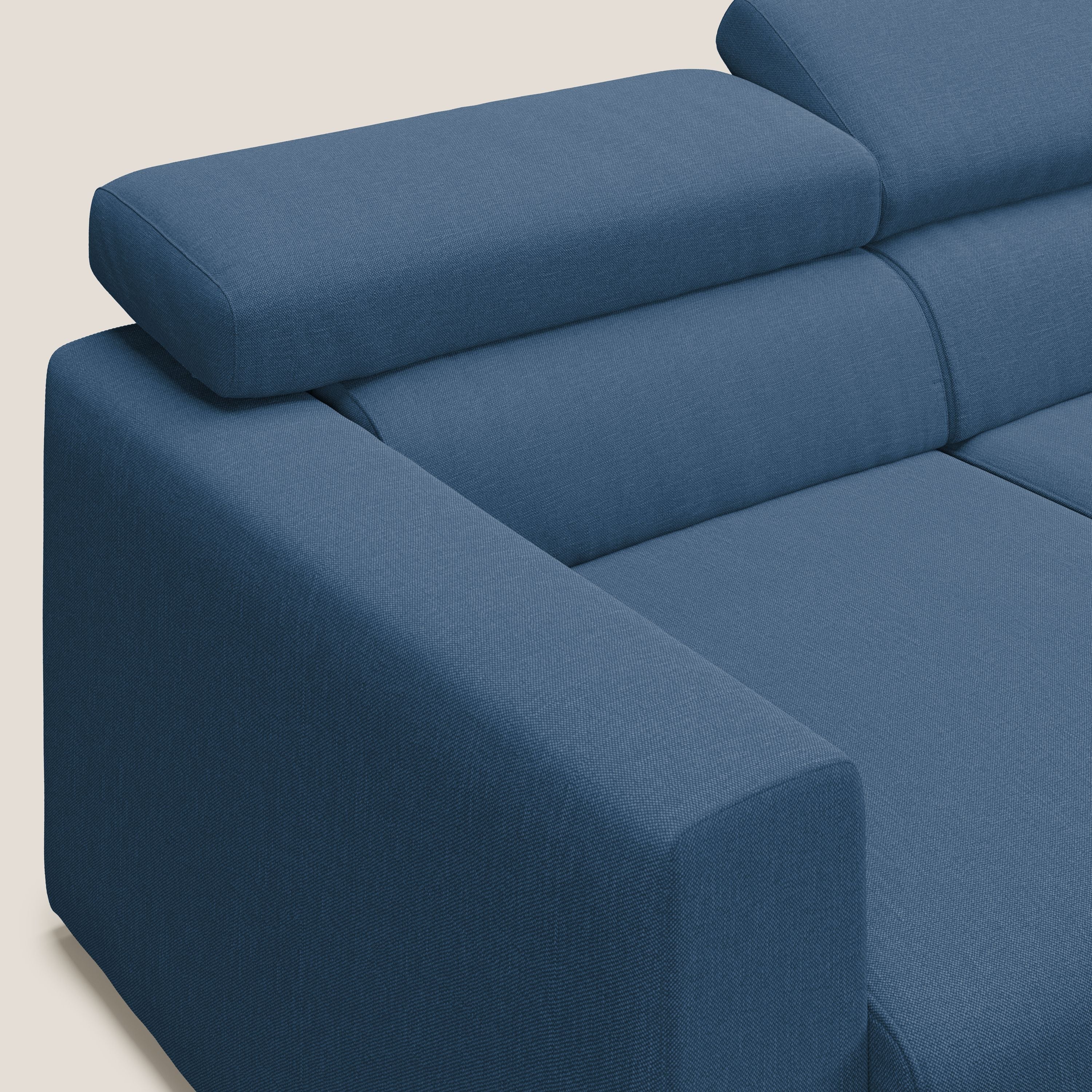 Dylan canapé avec pouf extractible à 3 assises en tissu effet coton imperméable T13 bleu - Image 7
