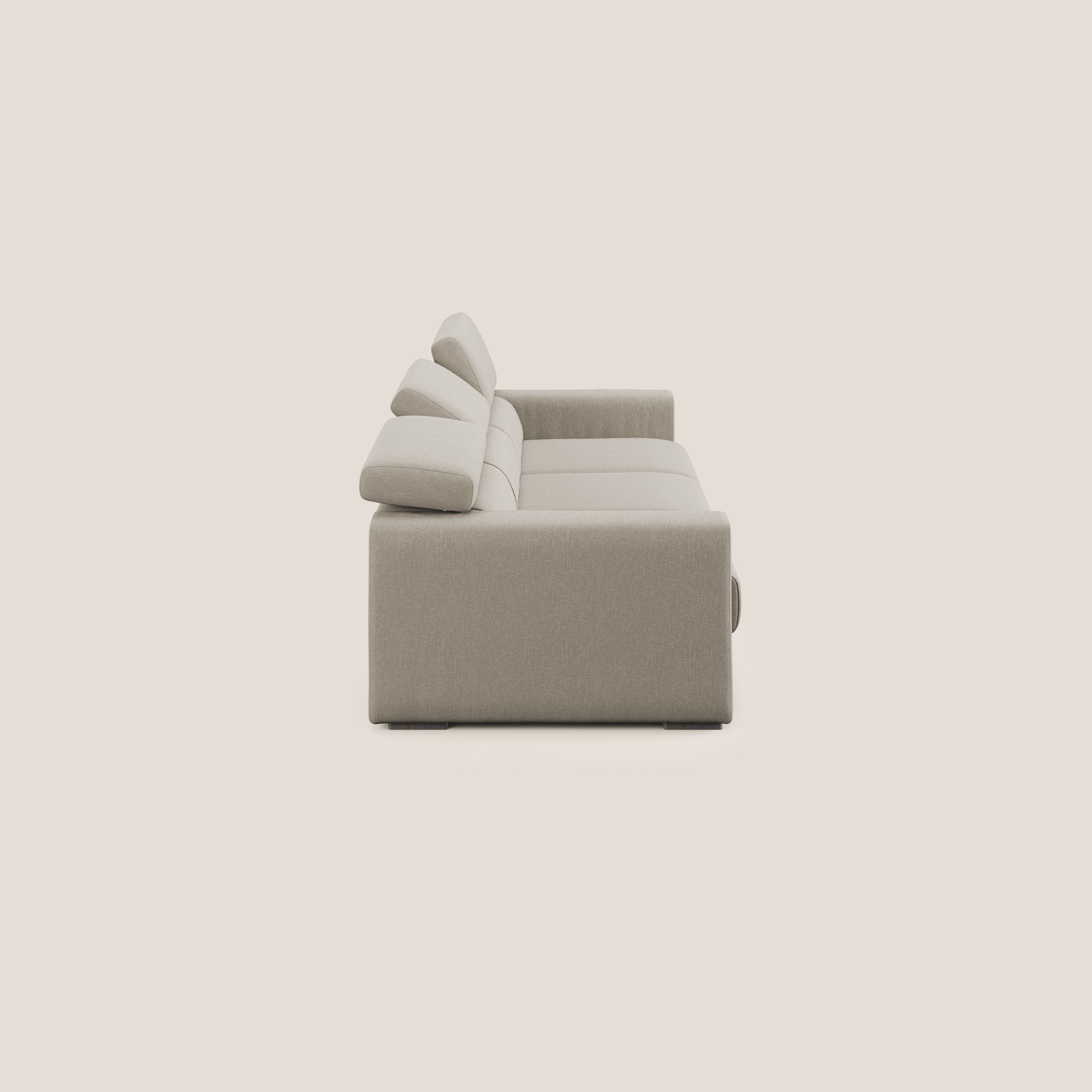 Dylan canapé avec pouf extractible à 3 assises en tissu effet coton imperméable T13 crème - Image 4