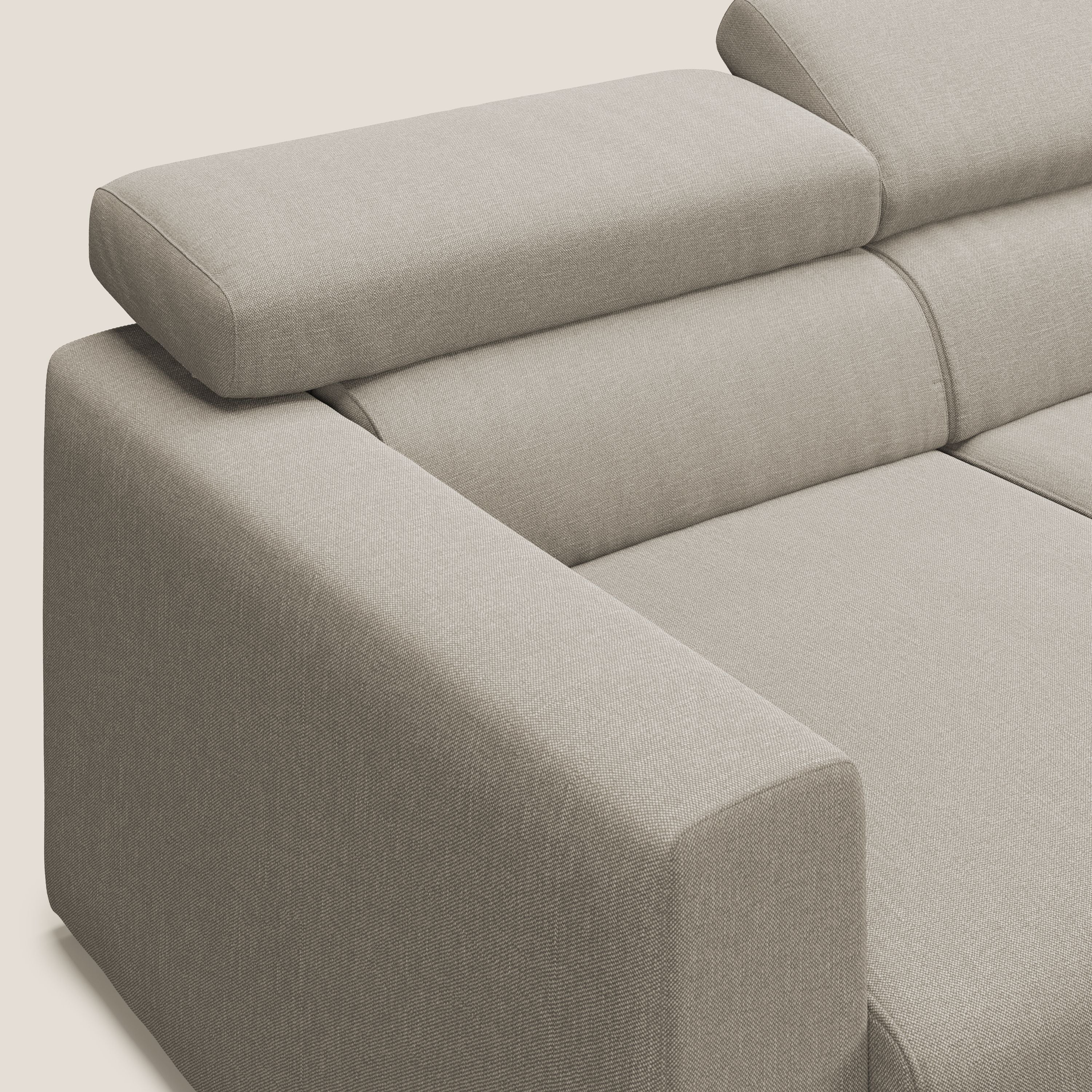Dylan canapé avec pouf extractible à 3 assises en tissu effet coton imperméable T13 crème - Image 8