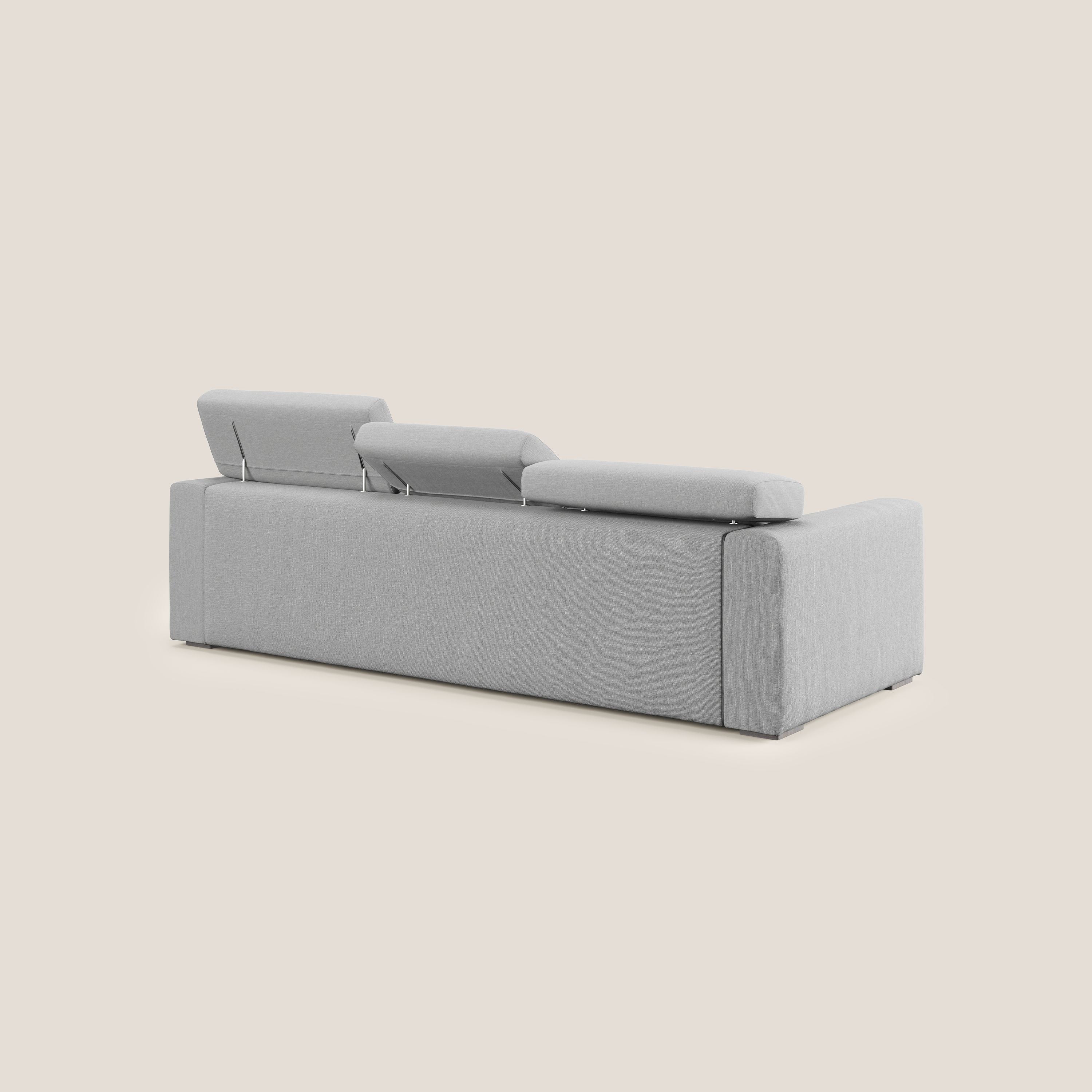 Dylan canapé avec pouf extractible à 3 assises en tissu effet coton imperméable T13 gris - Image 5