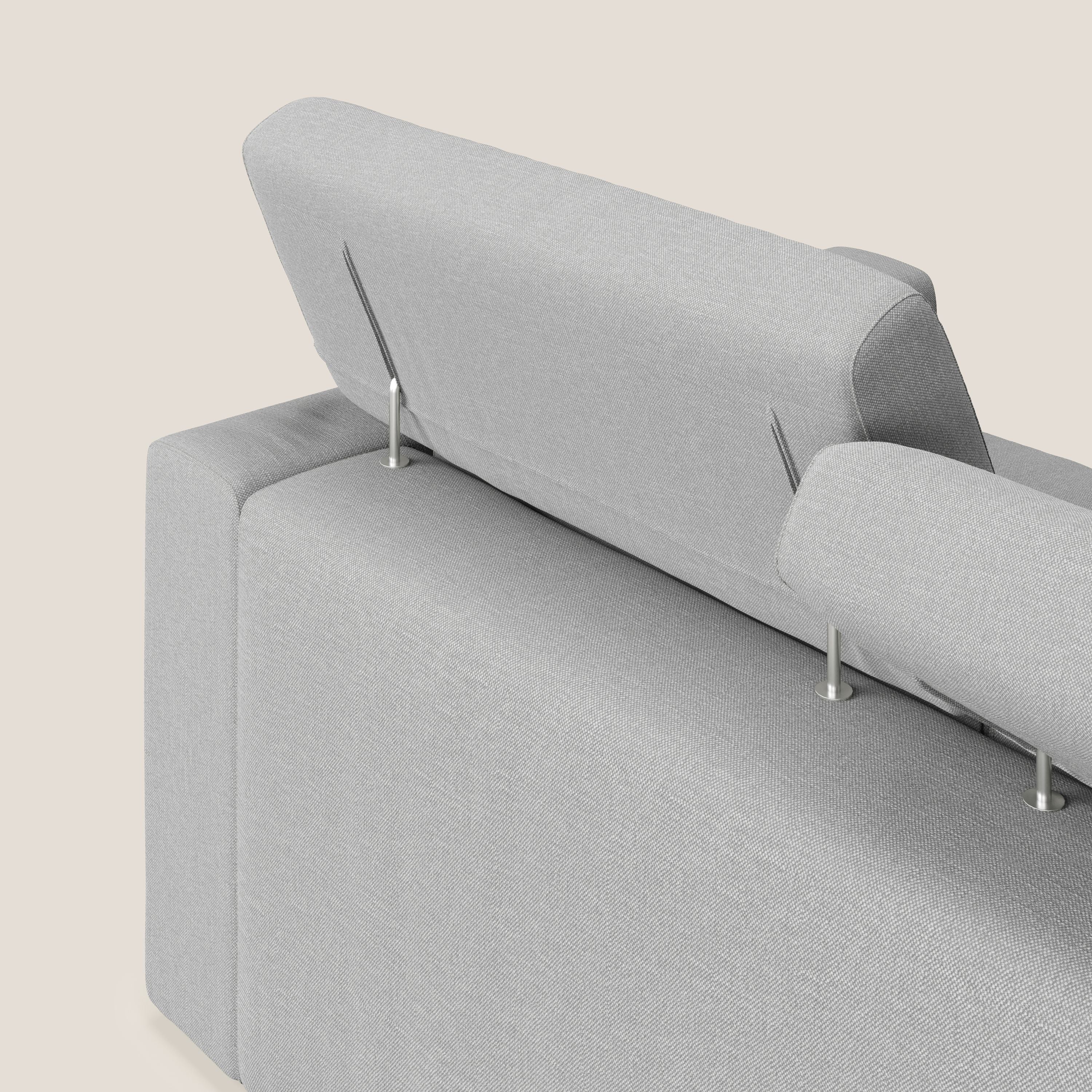 Dylan canapé avec pouf extractible à 3 assises en tissu effet coton imperméable T13 gris - Image 8