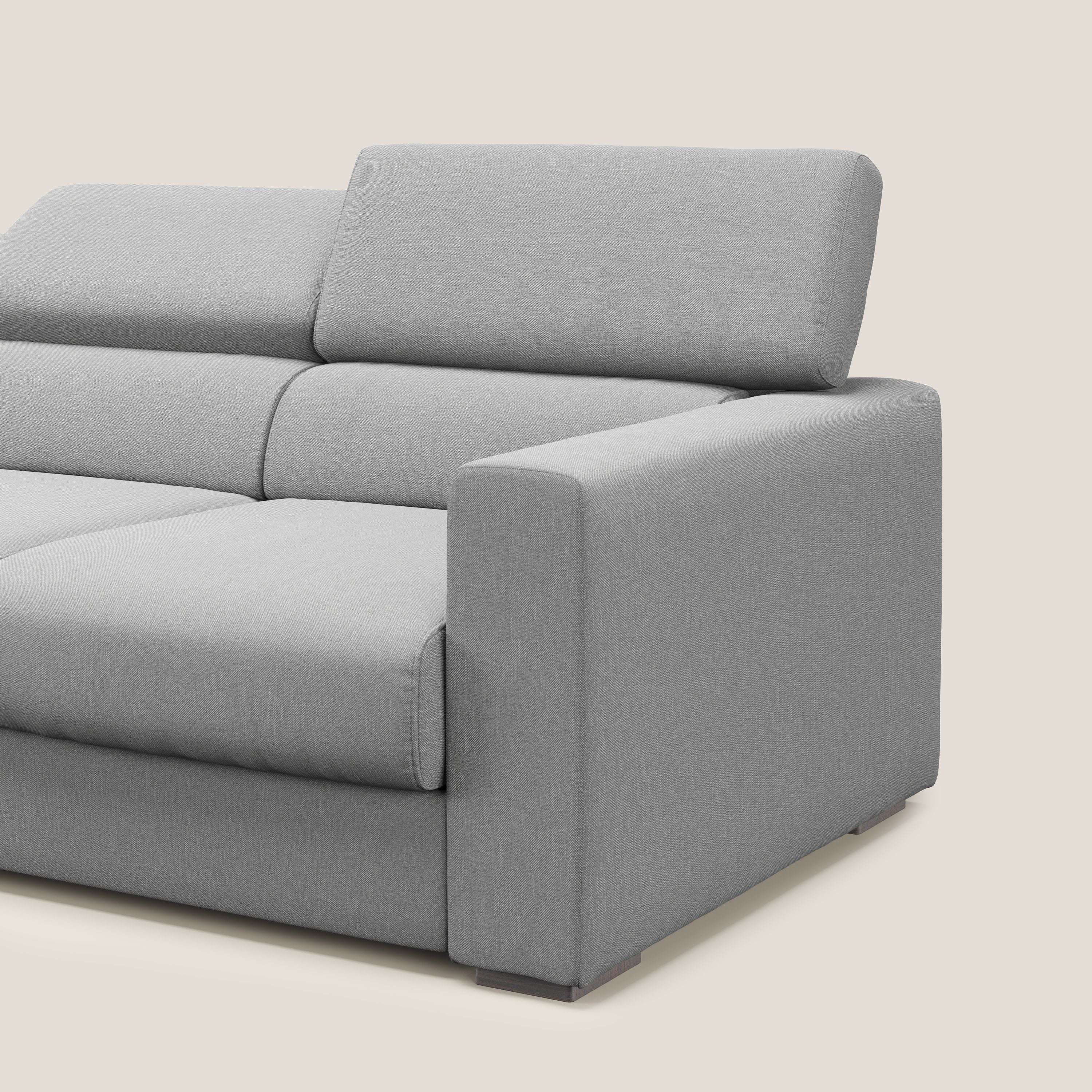 Dylan canapé avec pouf extractible à 3 assises en tissu effet coton imperméable T13 gris - Image 9