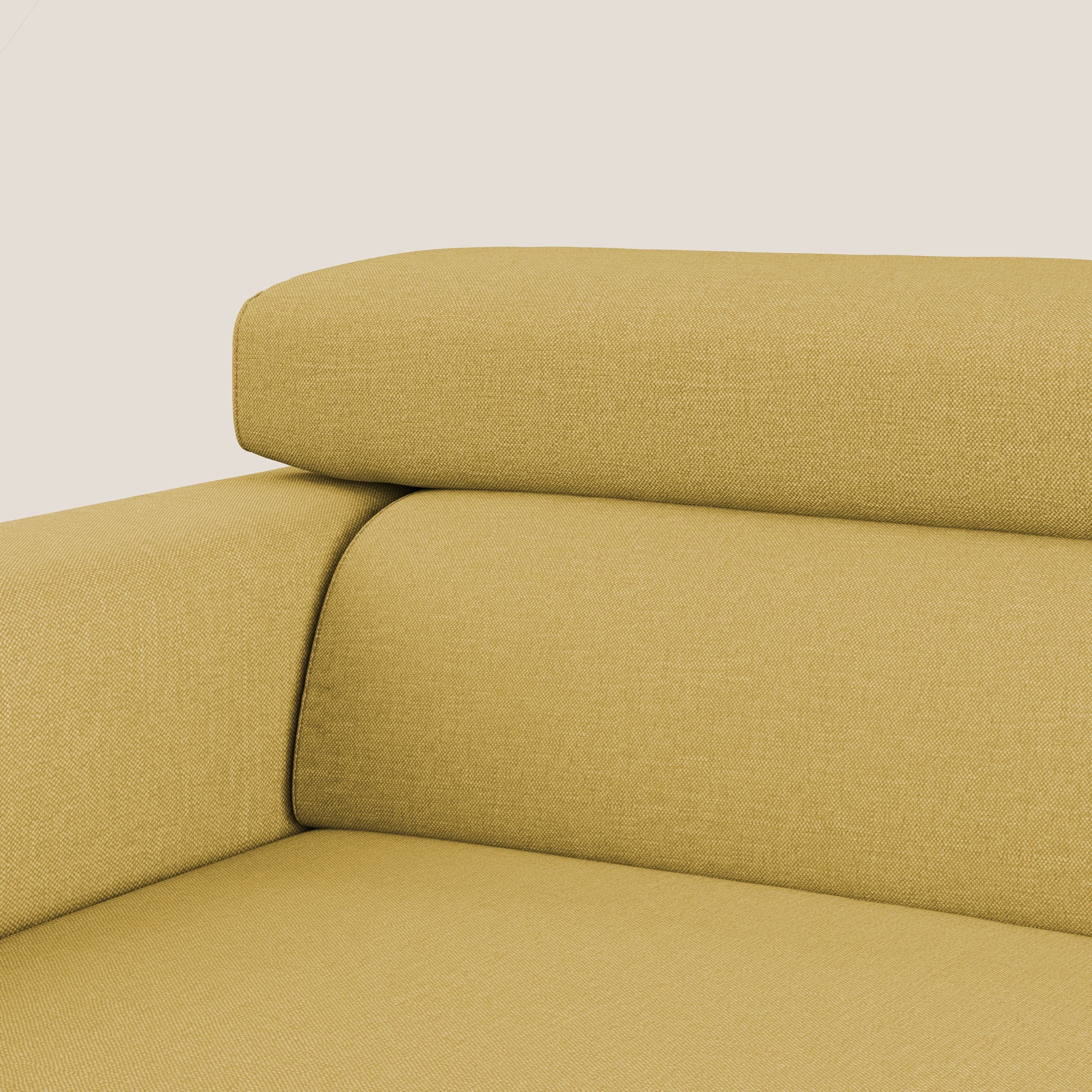 Dylan canapé avec pouf extractible à 3 assises en tissu effet coton imperméable T13 jaune - Image 10