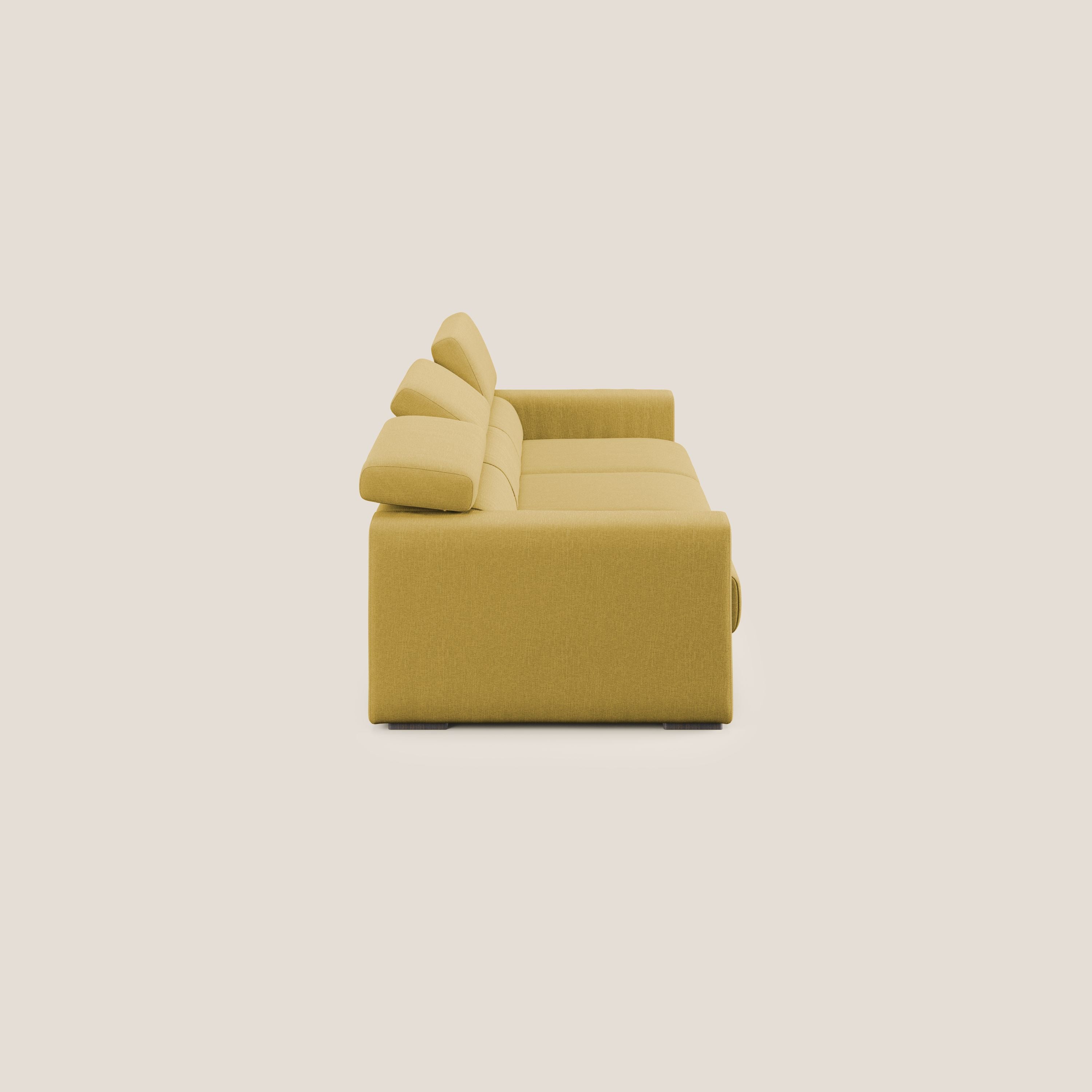 Dylan canapé avec pouf extractible à 3 assises en tissu effet coton imperméable T13 jaune - Image 4