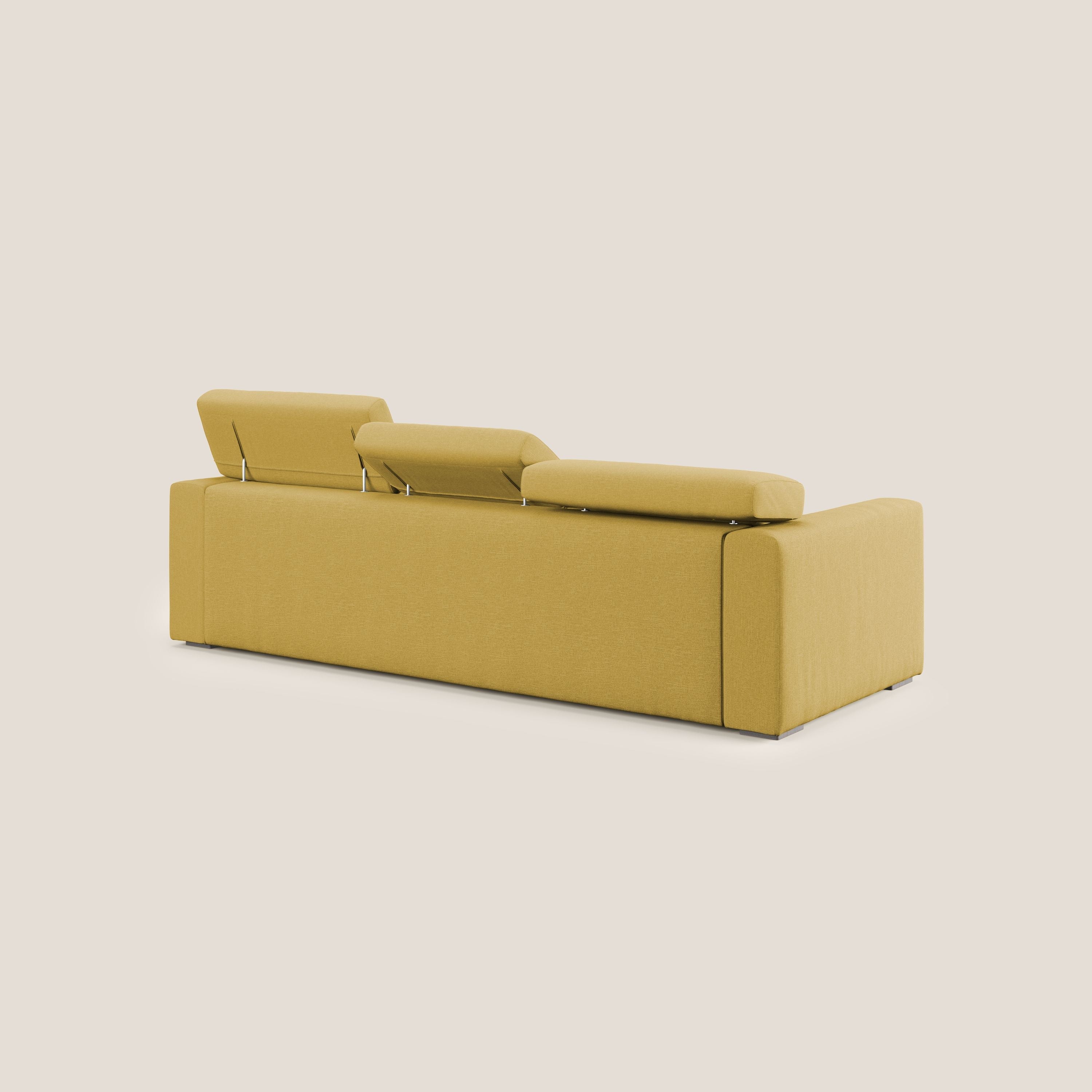 Dylan canapé avec pouf extractible à 3 assises en tissu effet coton imperméable T13 jaune - Image 5
