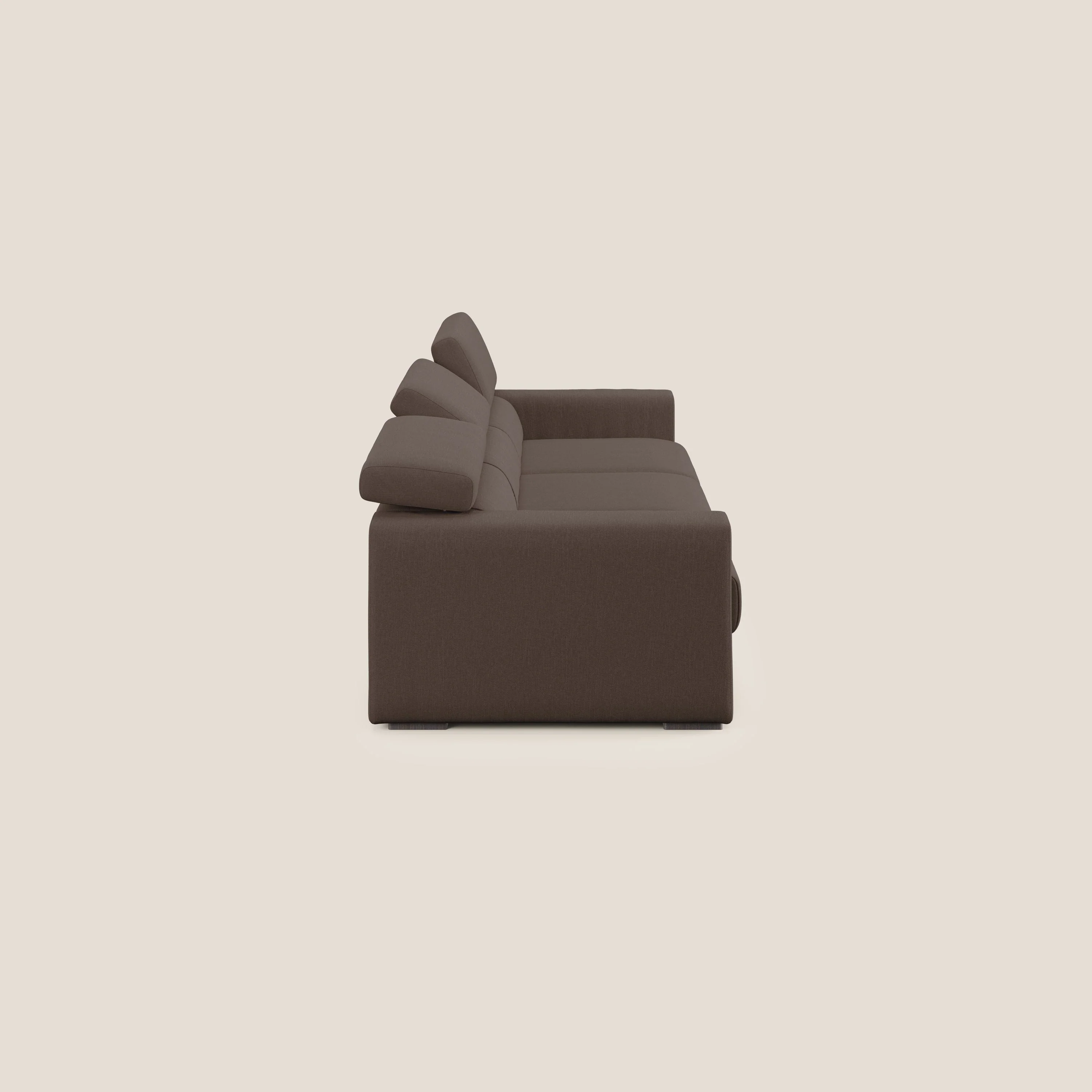 Dylan canapé avec pouf extractible à 3 assises en tissu effet coton imperméable T13 marron - Image 4
