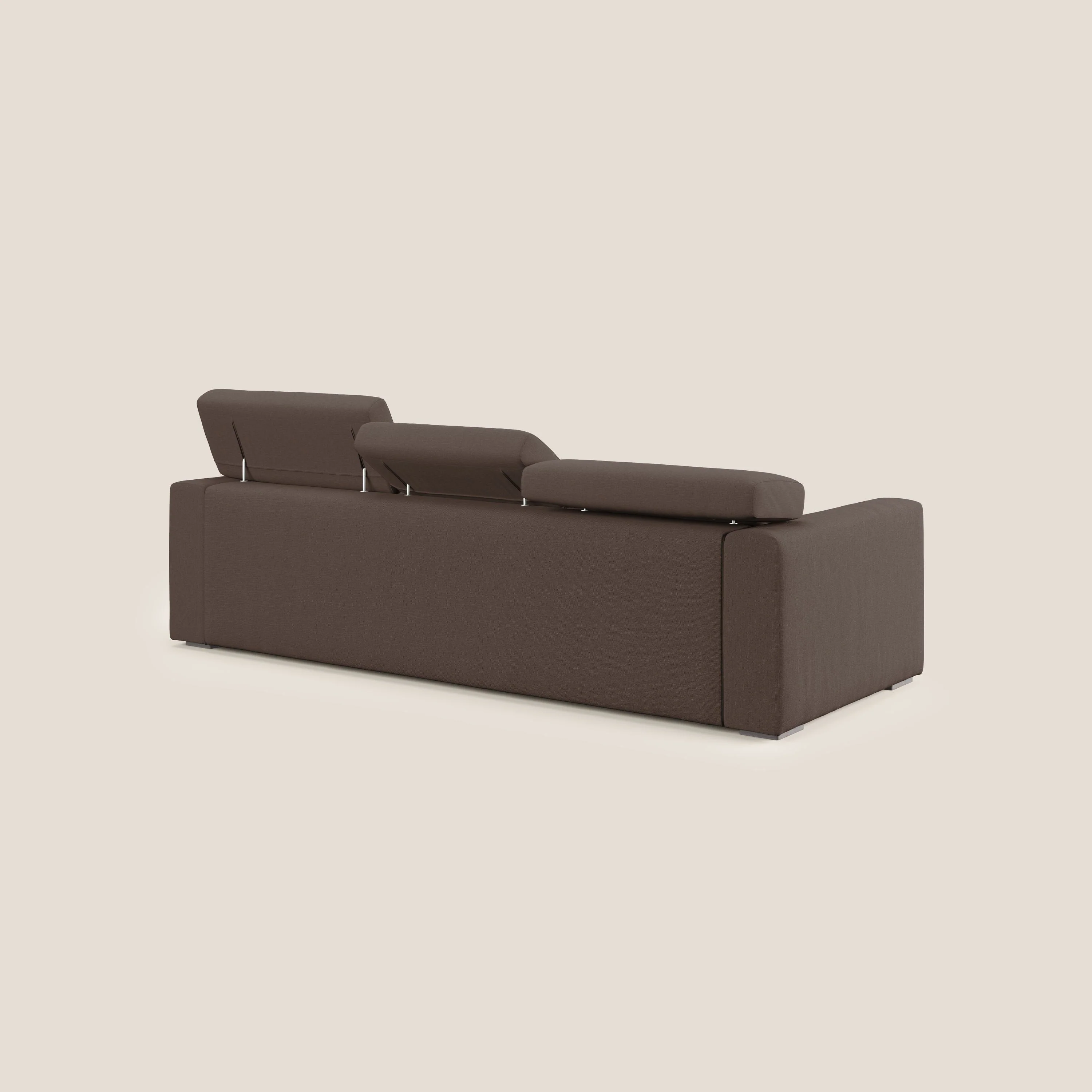 Dylan canapé avec pouf extractible à 3 assises en tissu effet coton imperméable T13 marron - Image 5