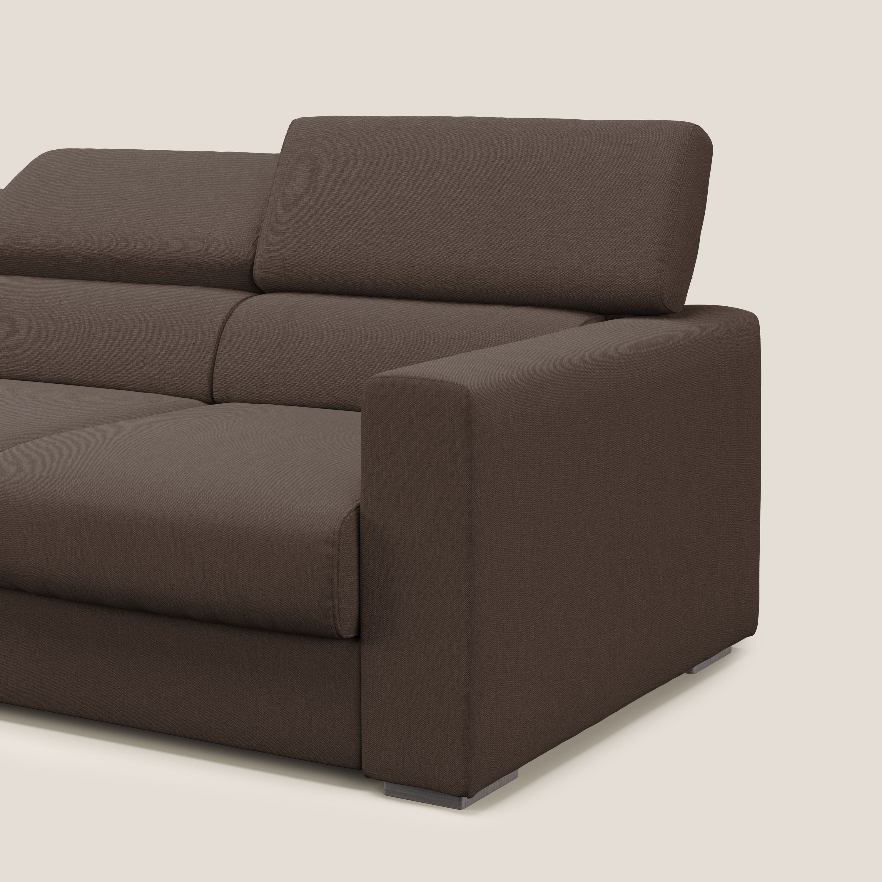 Dylan canapé avec pouf extractible à 3 assises en tissu effet coton imperméable T13 marron - Image 9