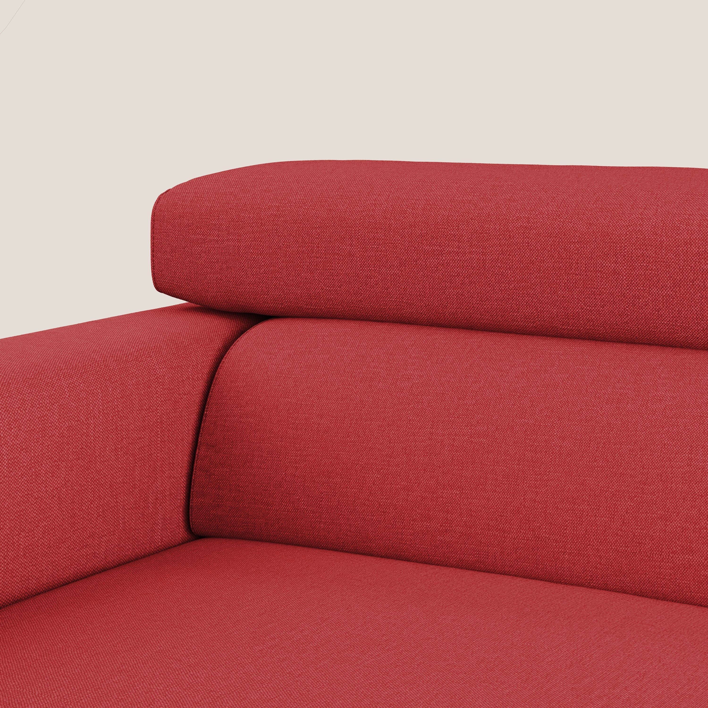 Dylan canapé avec pouf extractible à 3 assises en tissu effet coton imperméable T13 rouge - Image 10